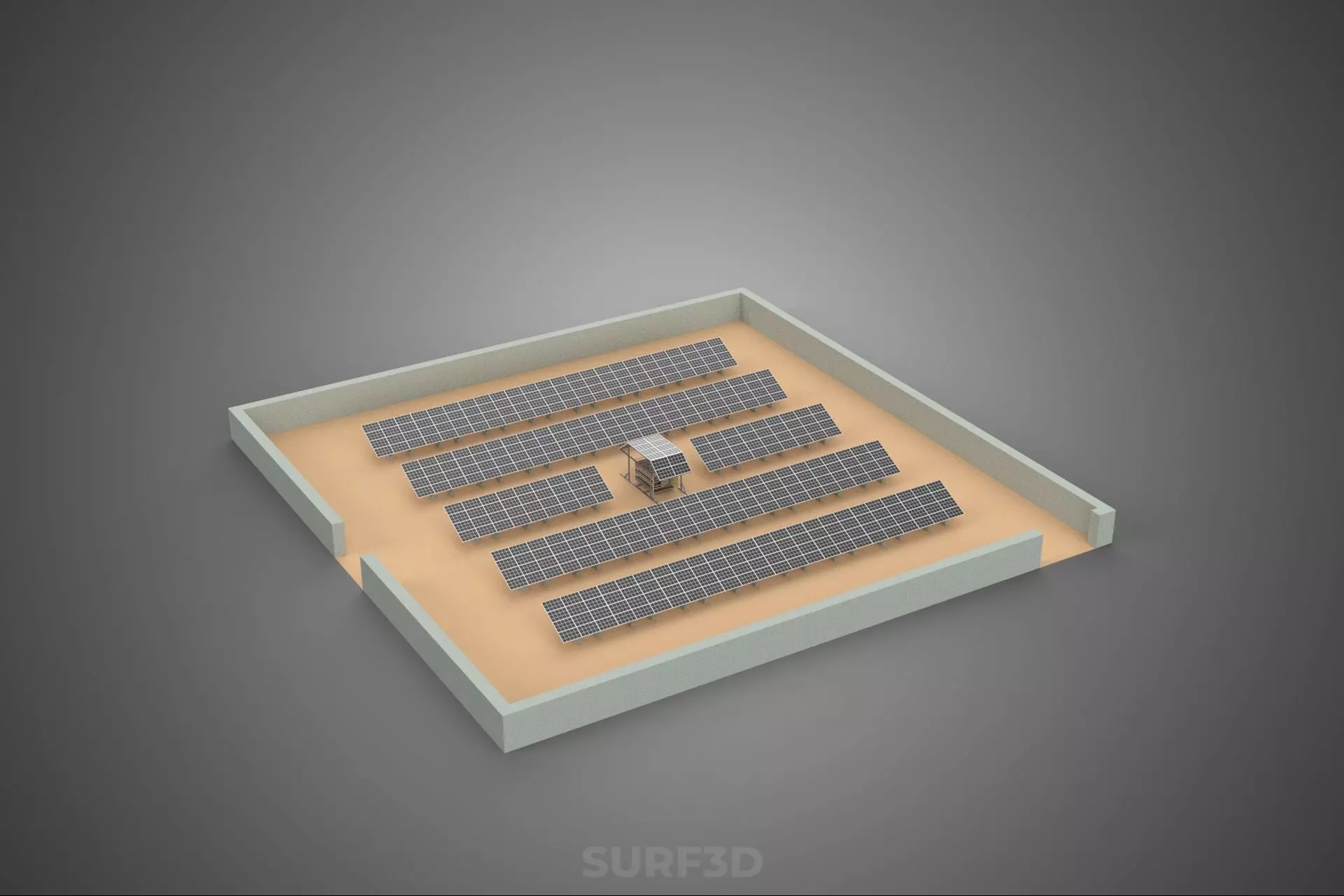 SOLAR PANEL POWER LAYOUT SITE INFRASTRUCTURE ENERGY PHOTOVOLTAIC 3D model_0