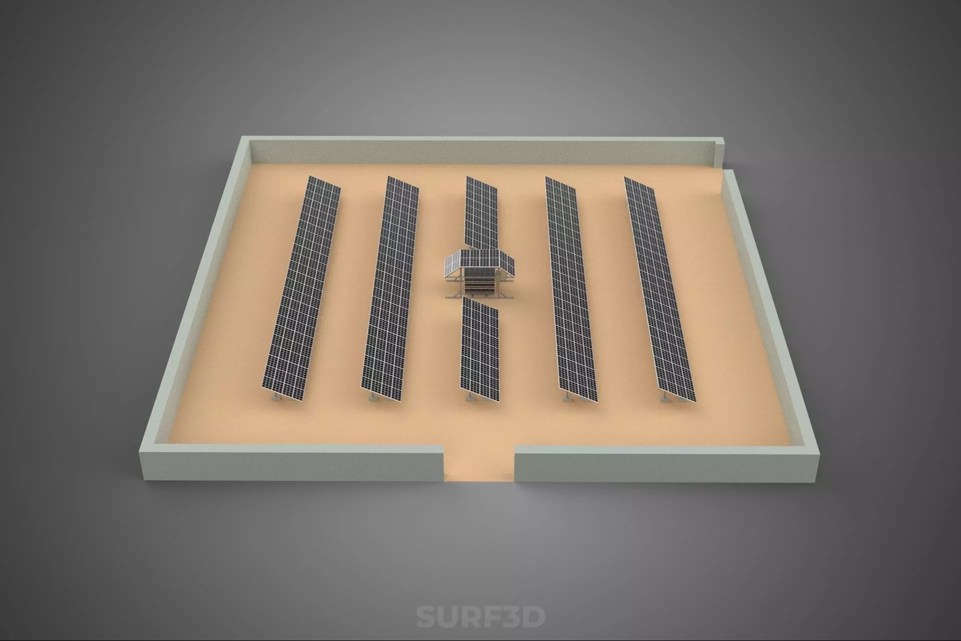 SOLAR PANEL POWER LAYOUT SITE INFRASTRUCTURE ENERGY PHOTOVOLTAIC 3D model_1