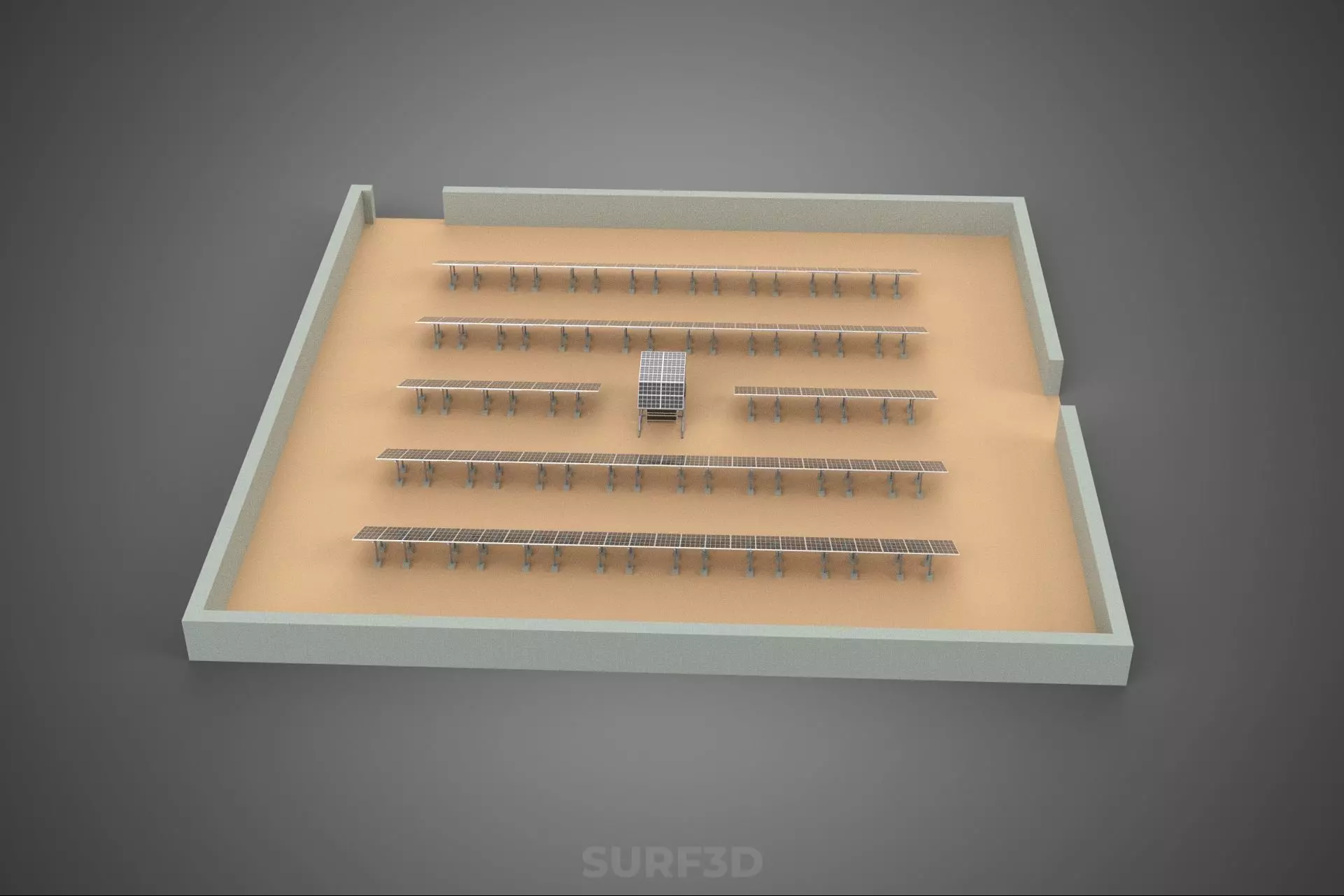 SOLAR PANEL POWER LAYOUT SITE INFRASTRUCTURE ENERGY PHOTOVOLTAIC 3D model_7