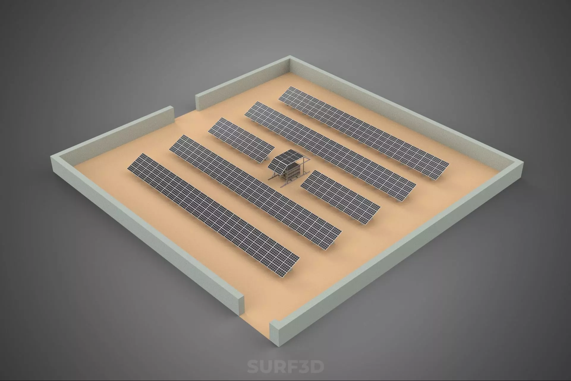 SOLAR PANEL POWER LAYOUT SITE INFRASTRUCTURE ENERGY PHOTOVOLTAIC 3D model_4