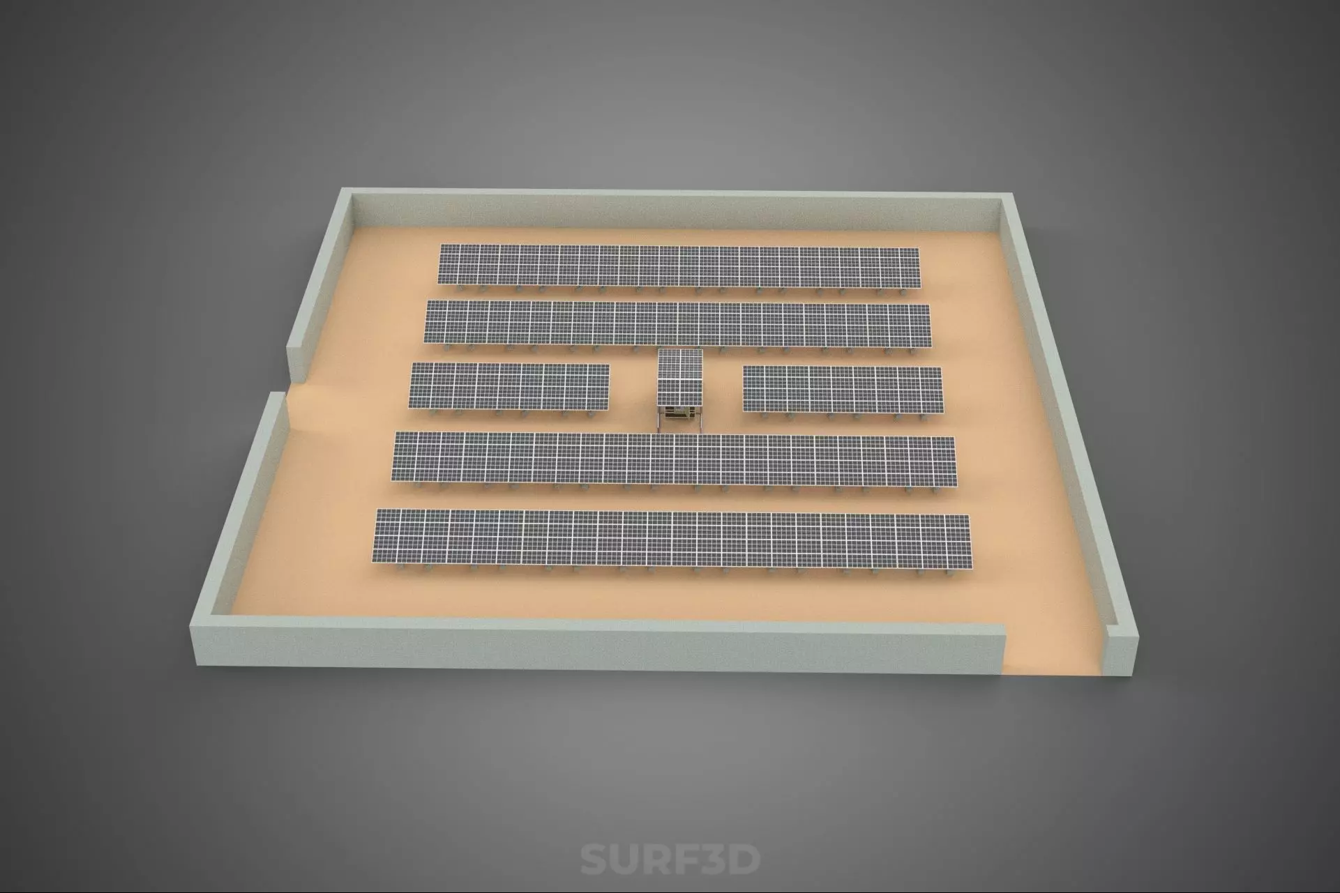 SOLAR PANEL POWER LAYOUT SITE INFRASTRUCTURE ENERGY PHOTOVOLTAIC 3D model_3