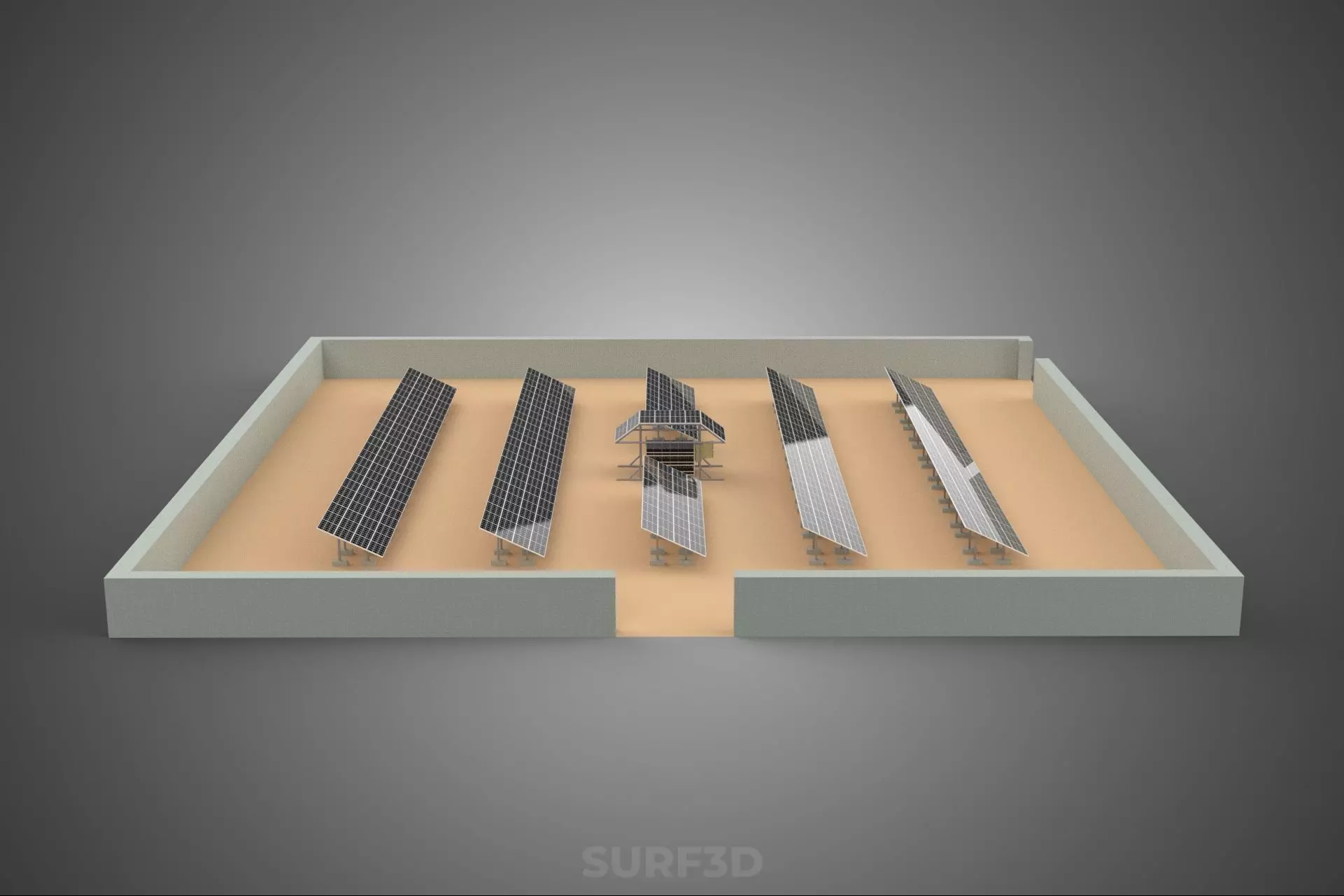SOLAR PANEL POWER LAYOUT SITE INFRASTRUCTURE ENERGY PHOTOVOLTAIC 3D model_13