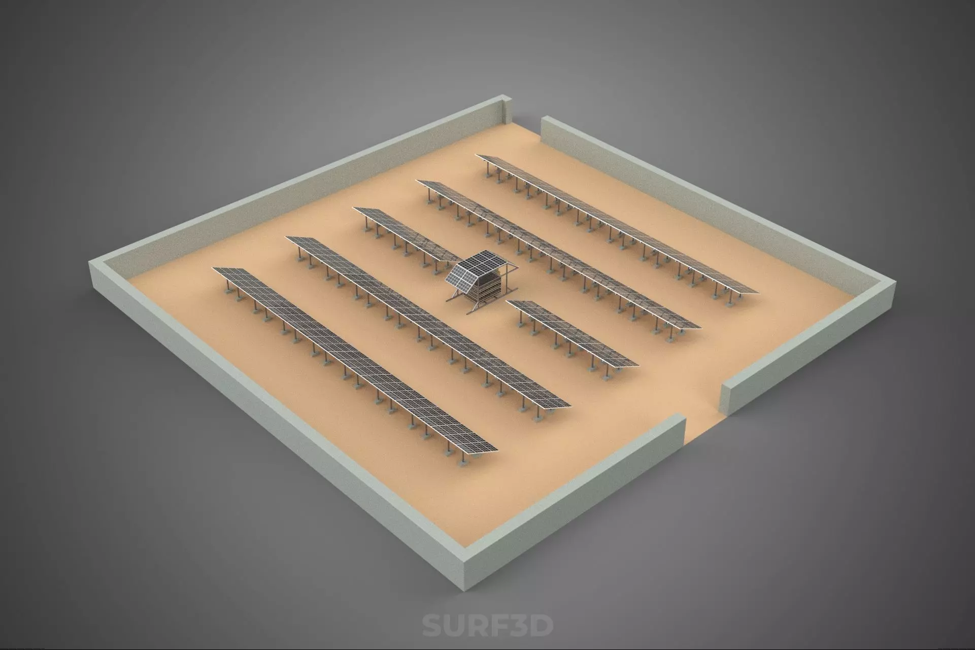 SOLAR PANEL POWER LAYOUT SITE INFRASTRUCTURE ENERGY PHOTOVOLTAIC 3D model_8