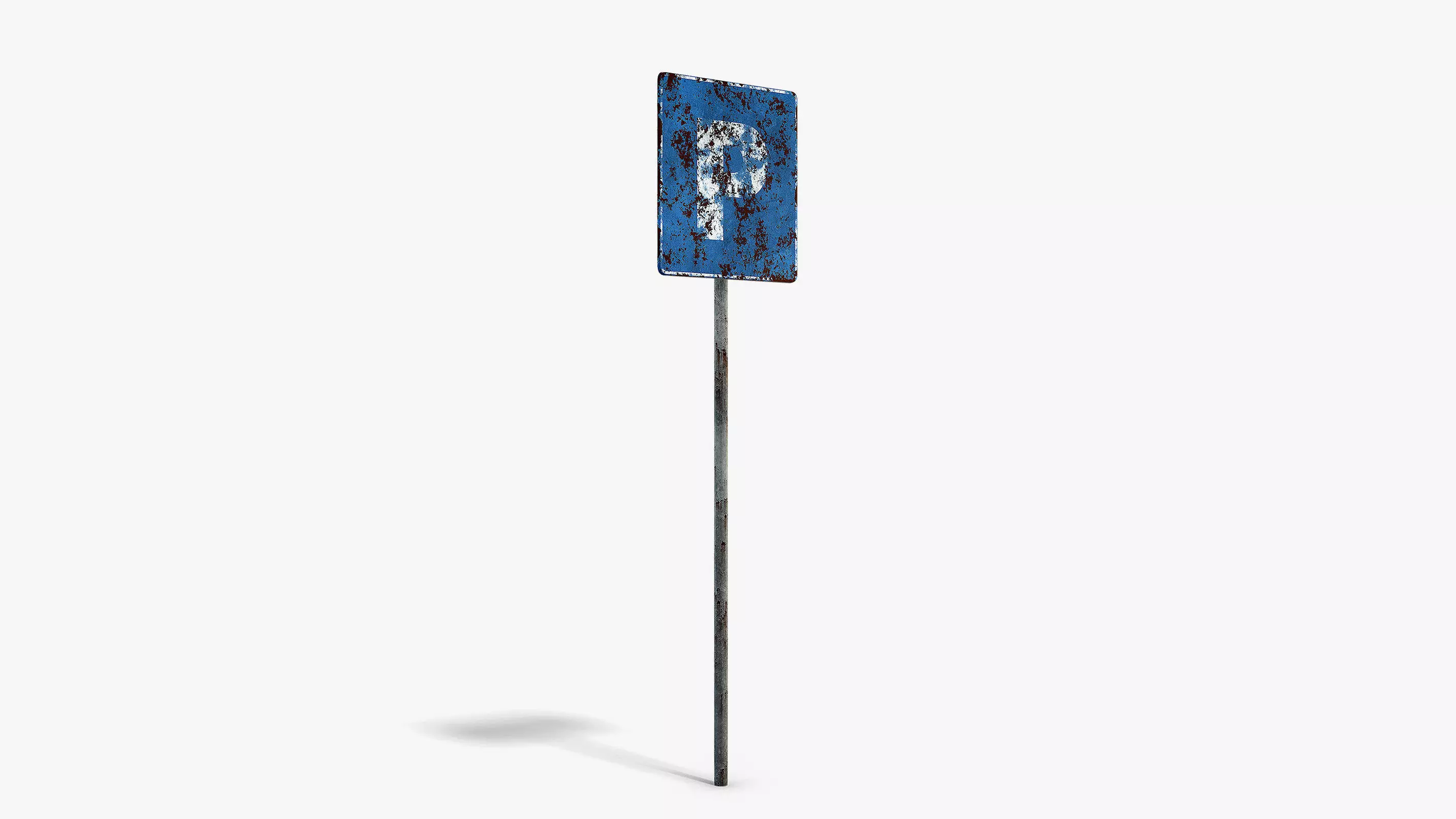 Damaged Parking Sign Low-poly 3D model_1
