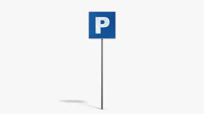 Parking Sign Low-poly 3D model