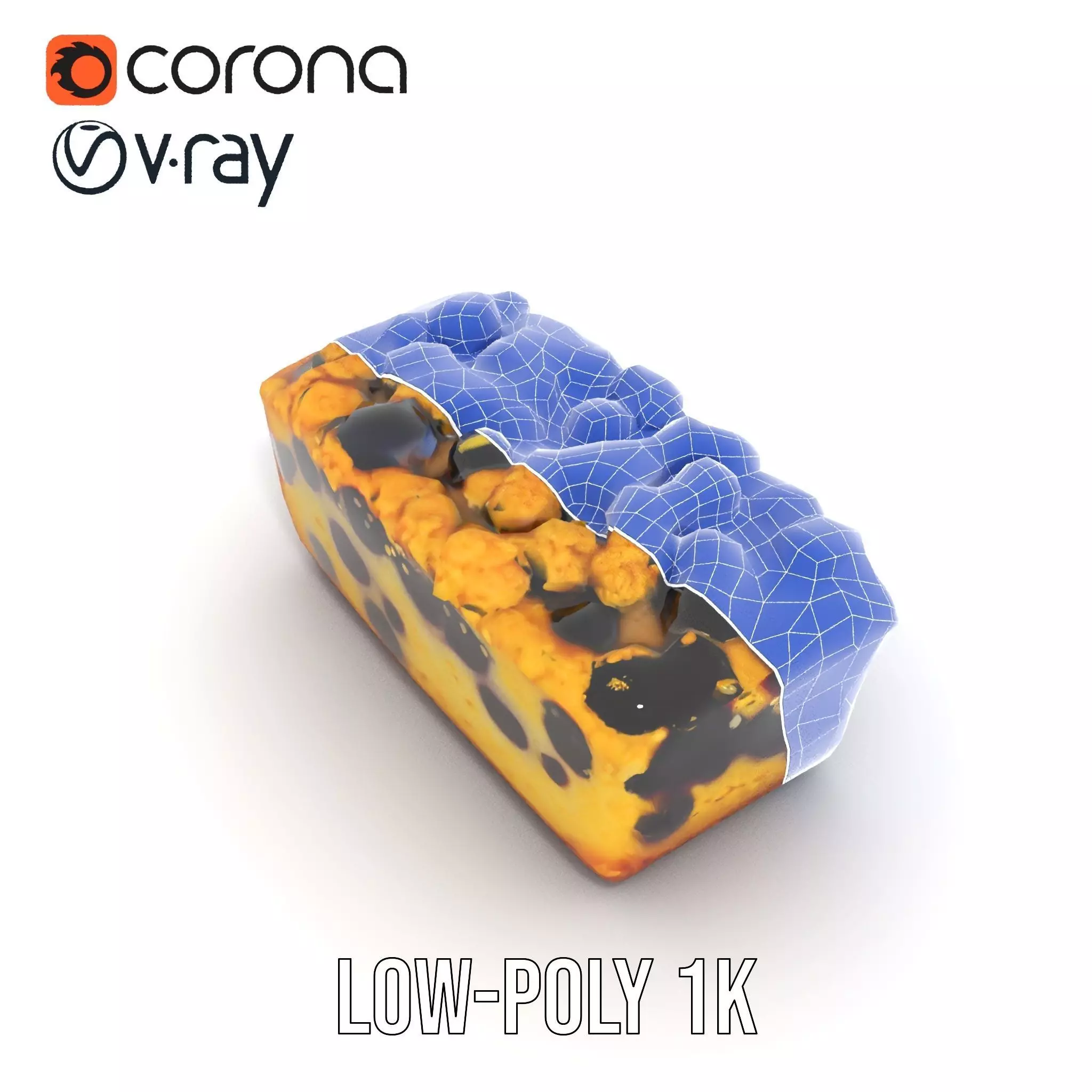 Blueberry Crumble Cake model pack Low-poly 3D model_27