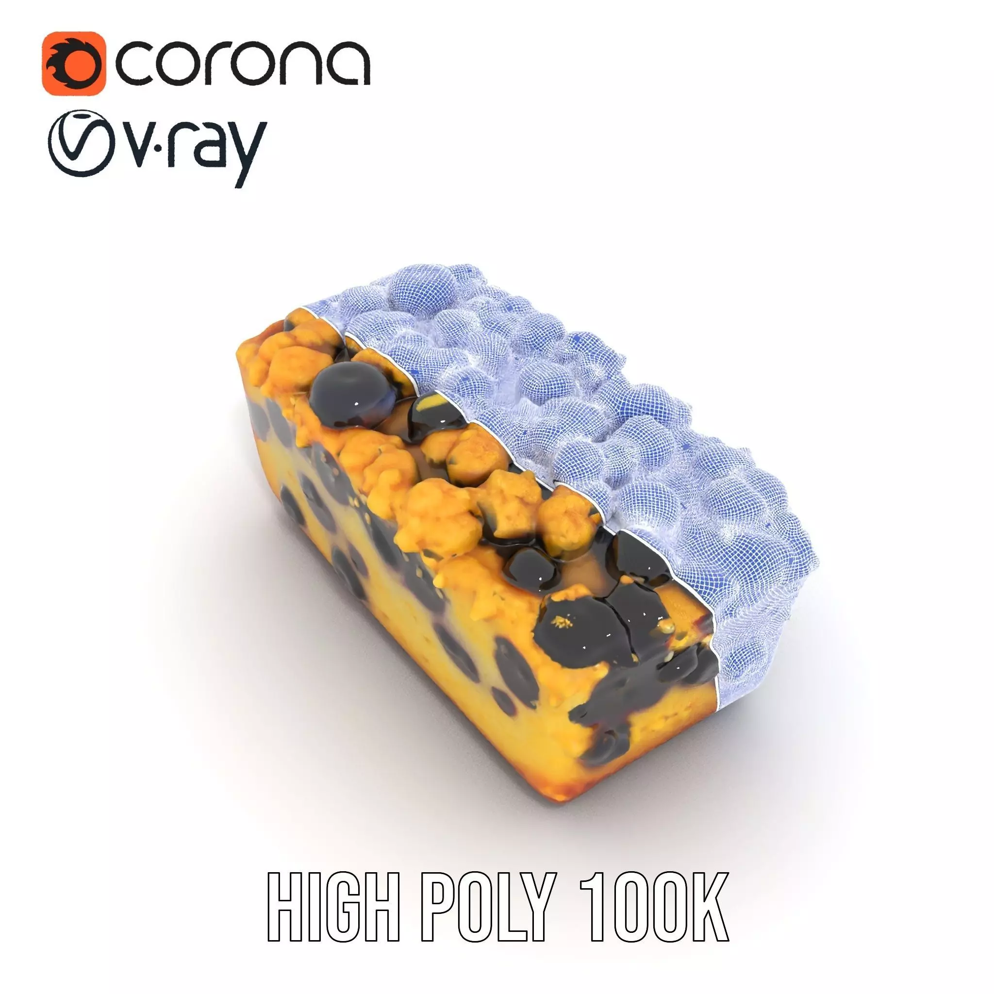 Blueberry Crumble Cake model pack Low-poly 3D model_33