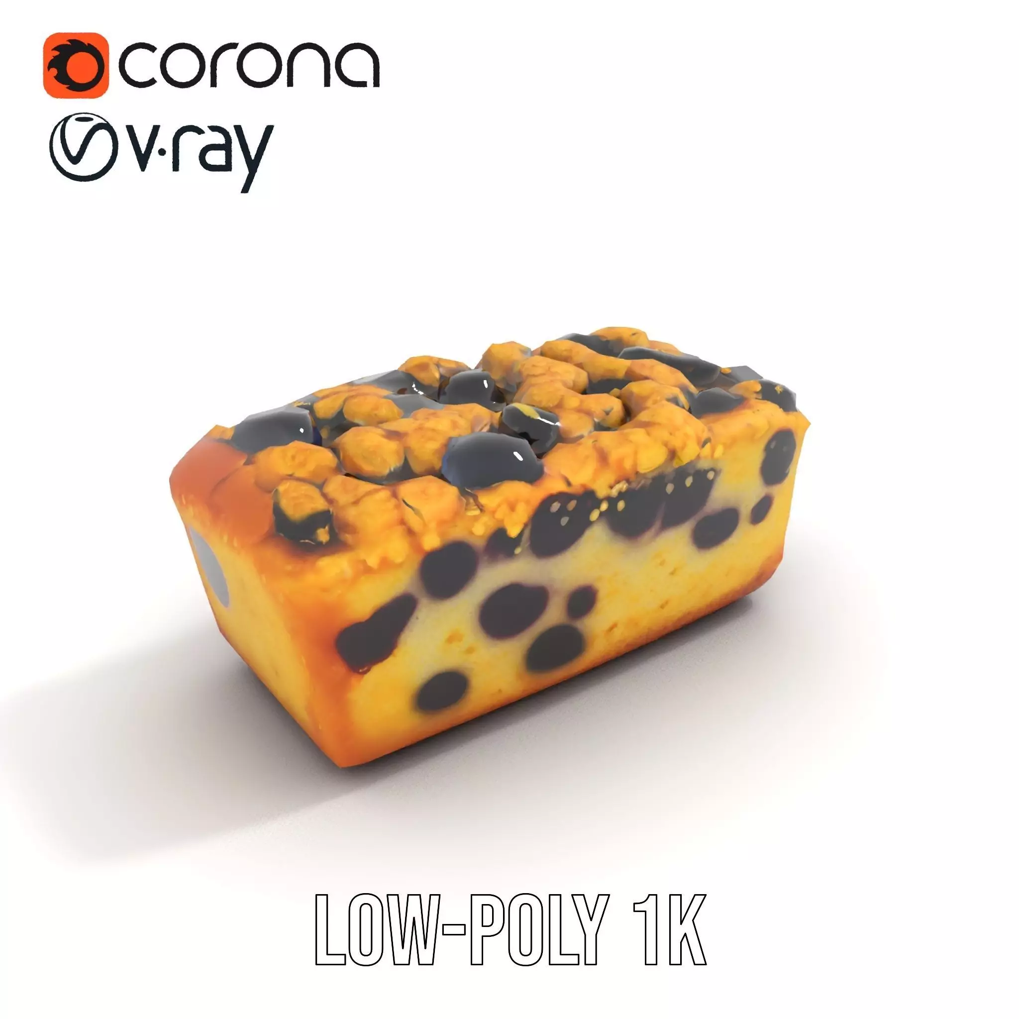 Blueberry Crumble Cake model pack Low-poly 3D model_7