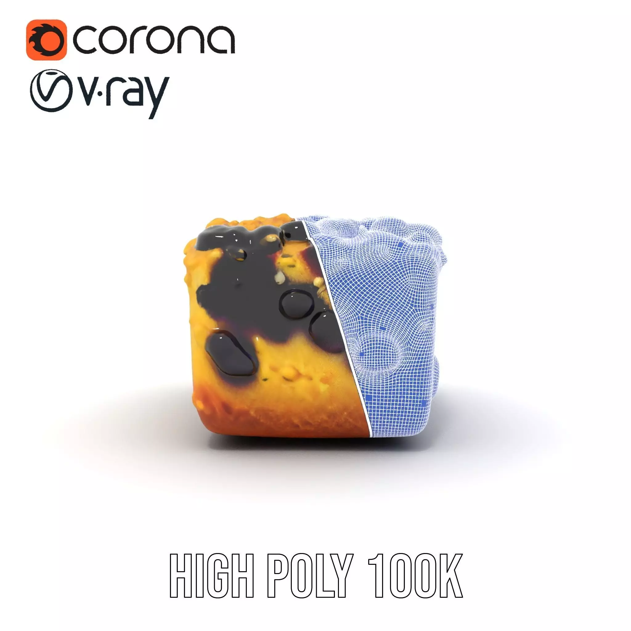 Blueberry Crumble Cake model pack Low-poly 3D model_34