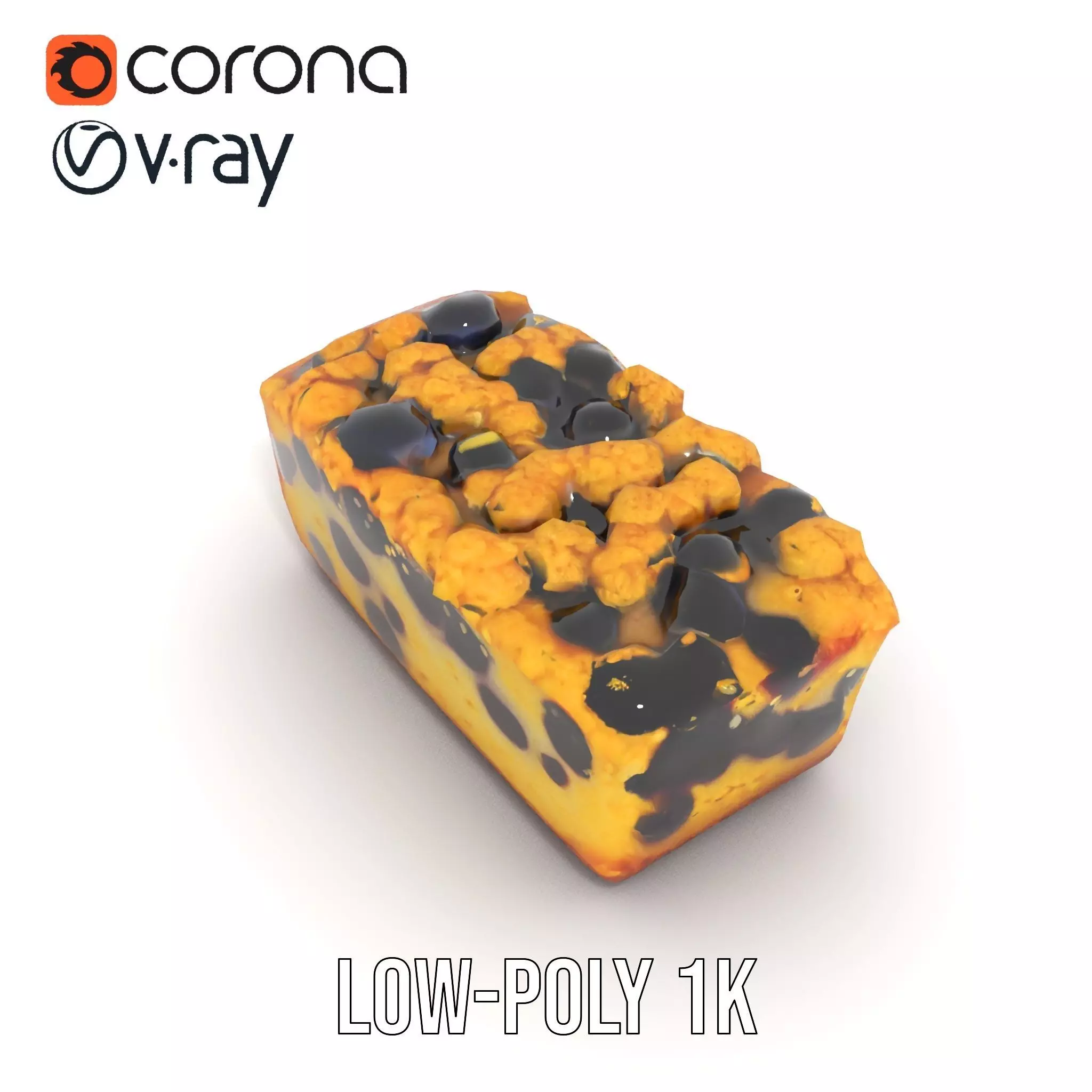 Blueberry Crumble Cake model pack Low-poly 3D model_8