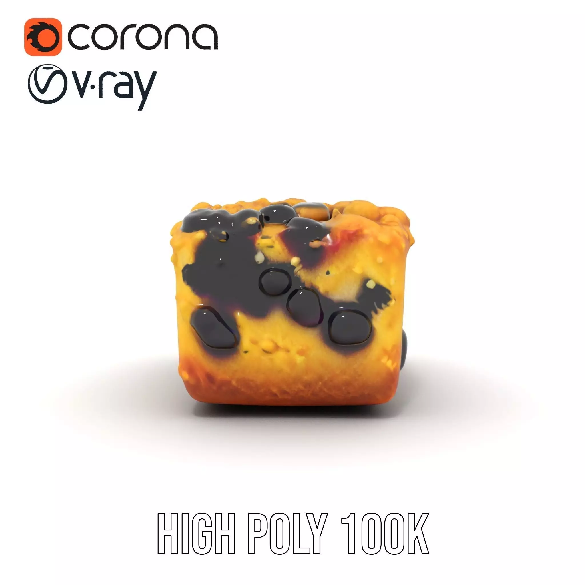 Blueberry Crumble Cake model pack Low-poly 3D model_28