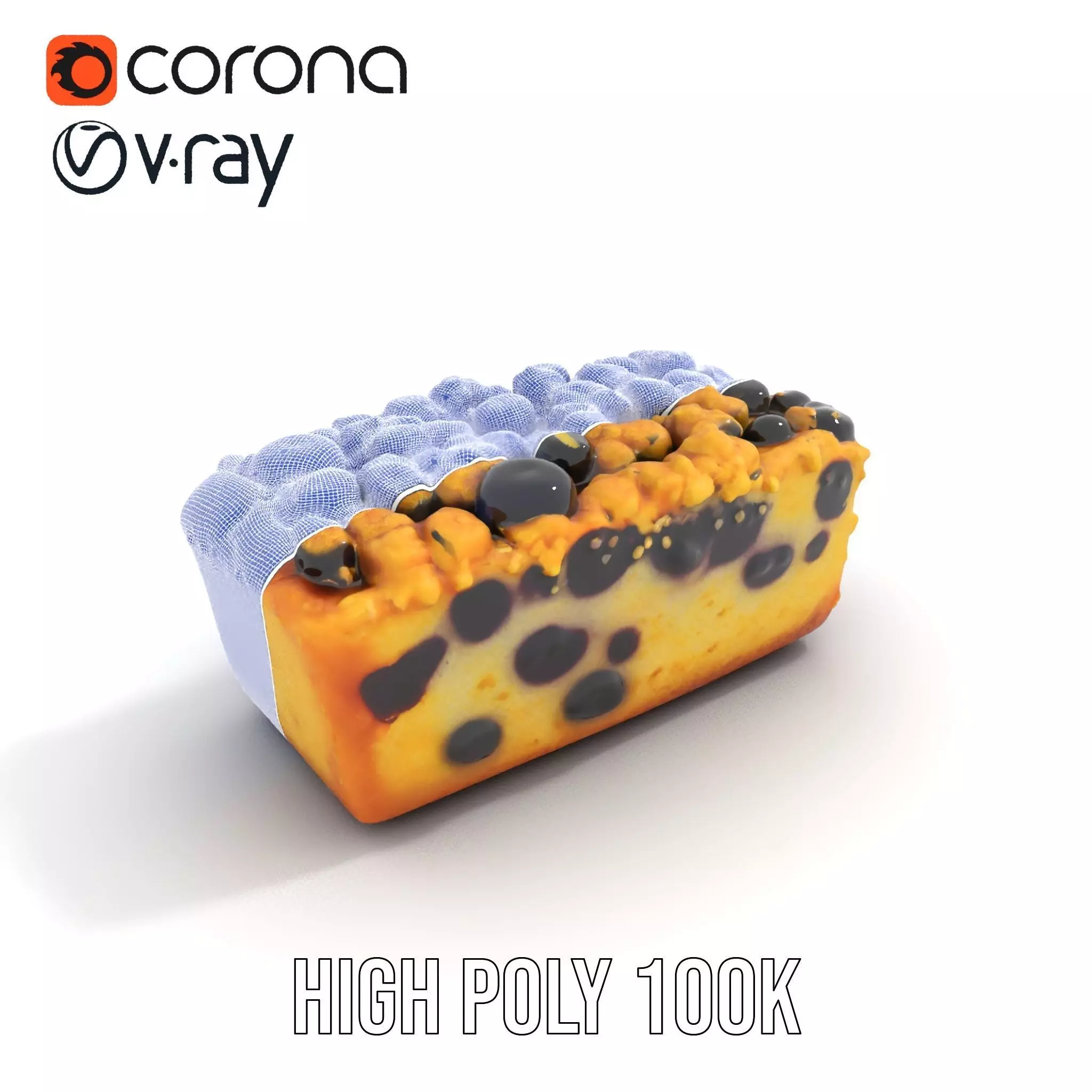 Blueberry Crumble Cake model pack Low-poly 3D model_31