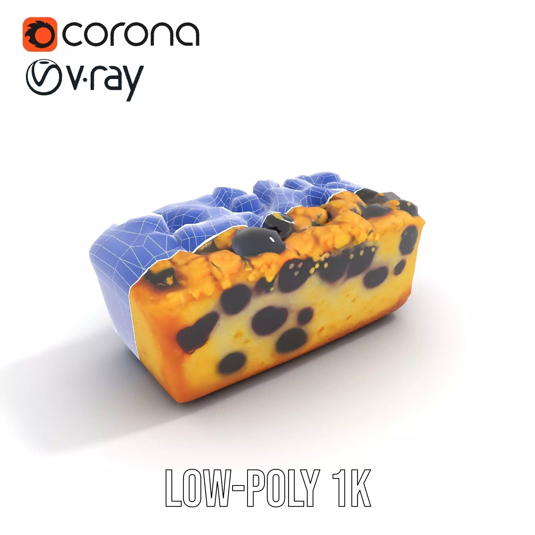 Blueberry Crumble Cake model pack Low-poly 3D model_30