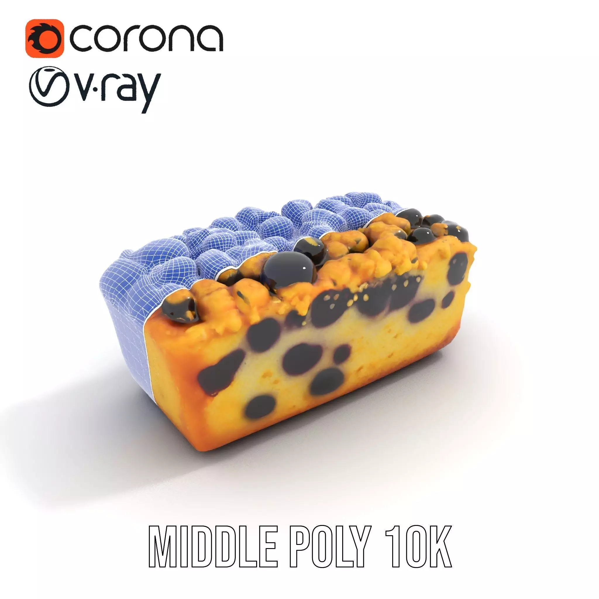 Blueberry Crumble Cake model pack Low-poly 3D model_16