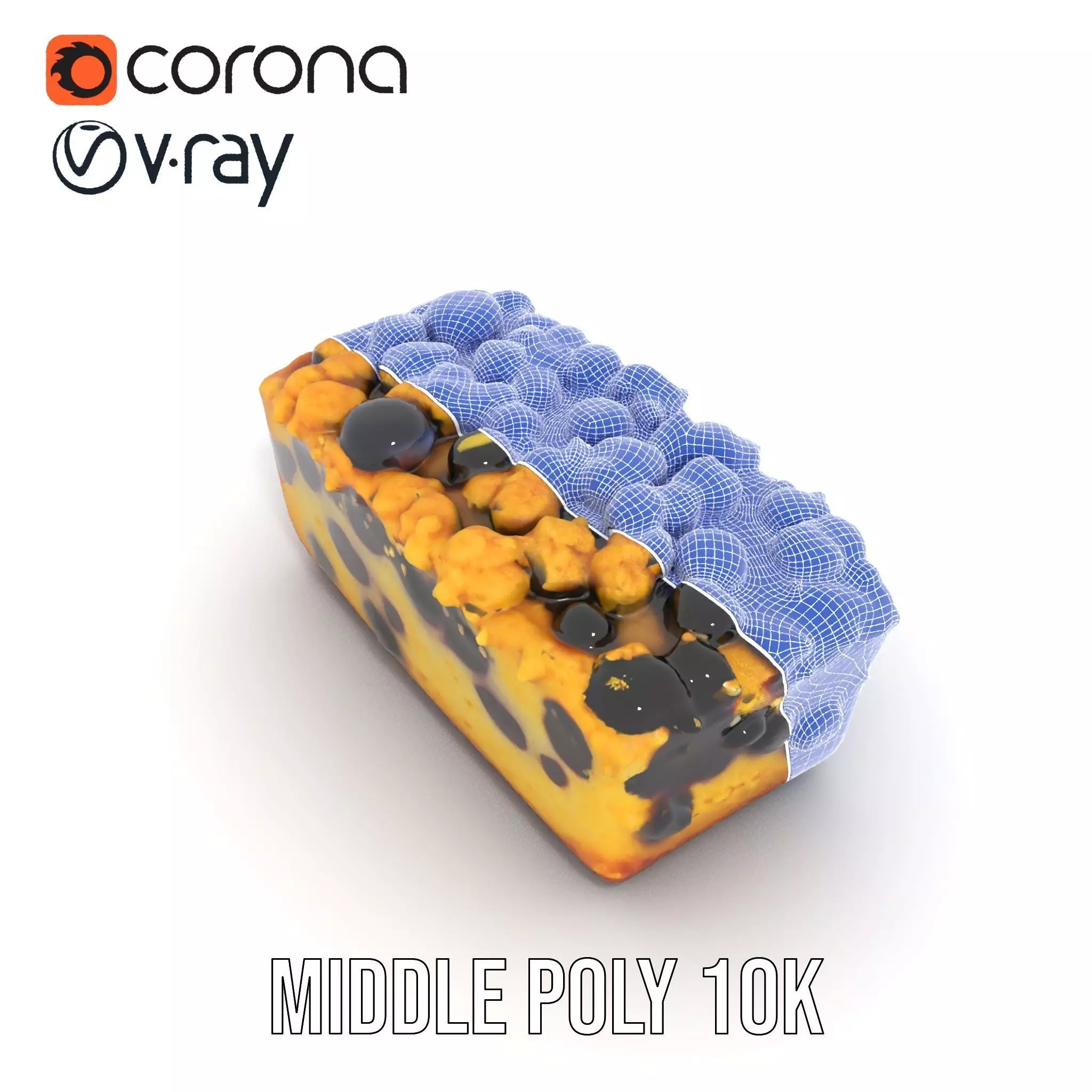 Blueberry Crumble Cake model pack Low-poly 3D model_10