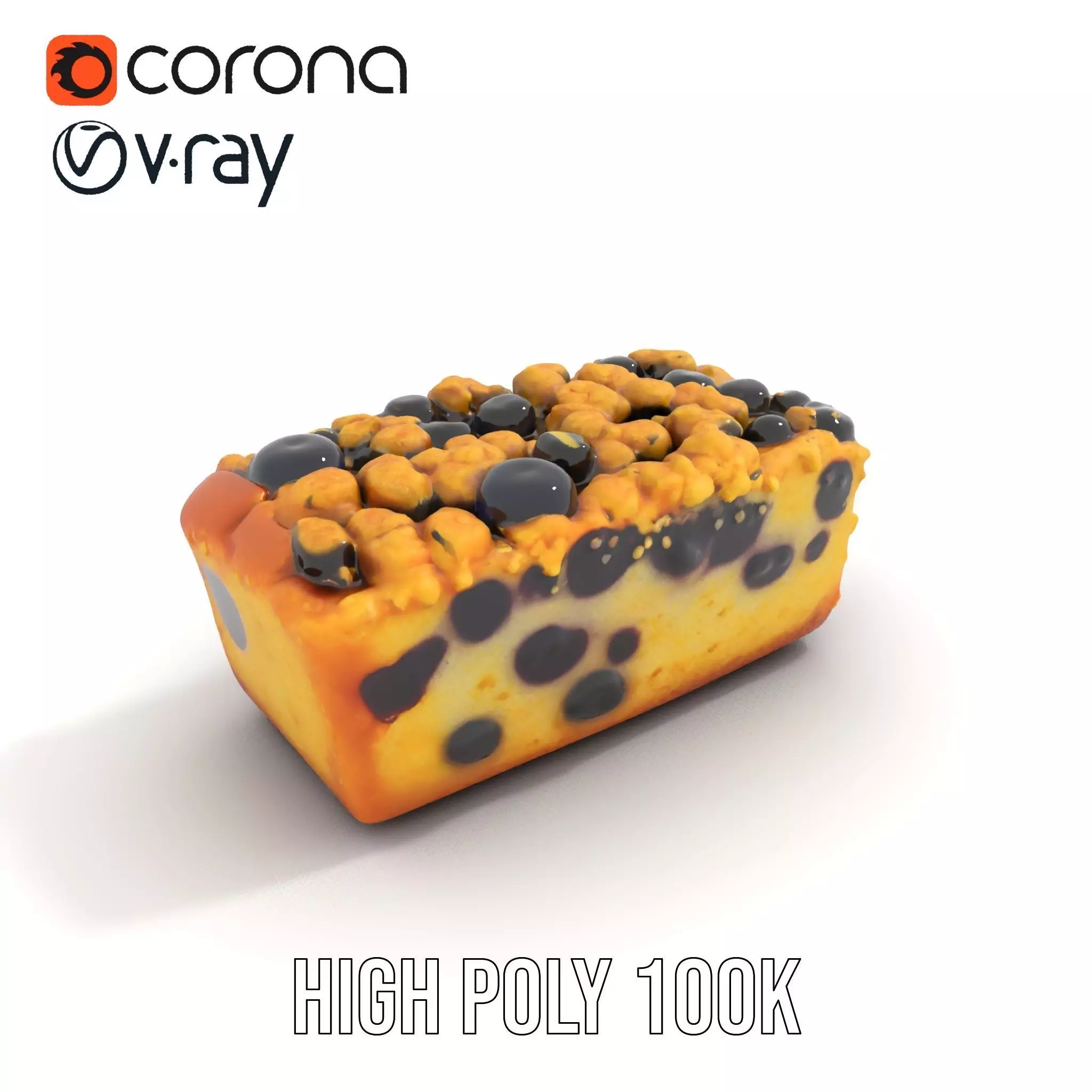 Blueberry Crumble Cake model pack Low-poly 3D model_18