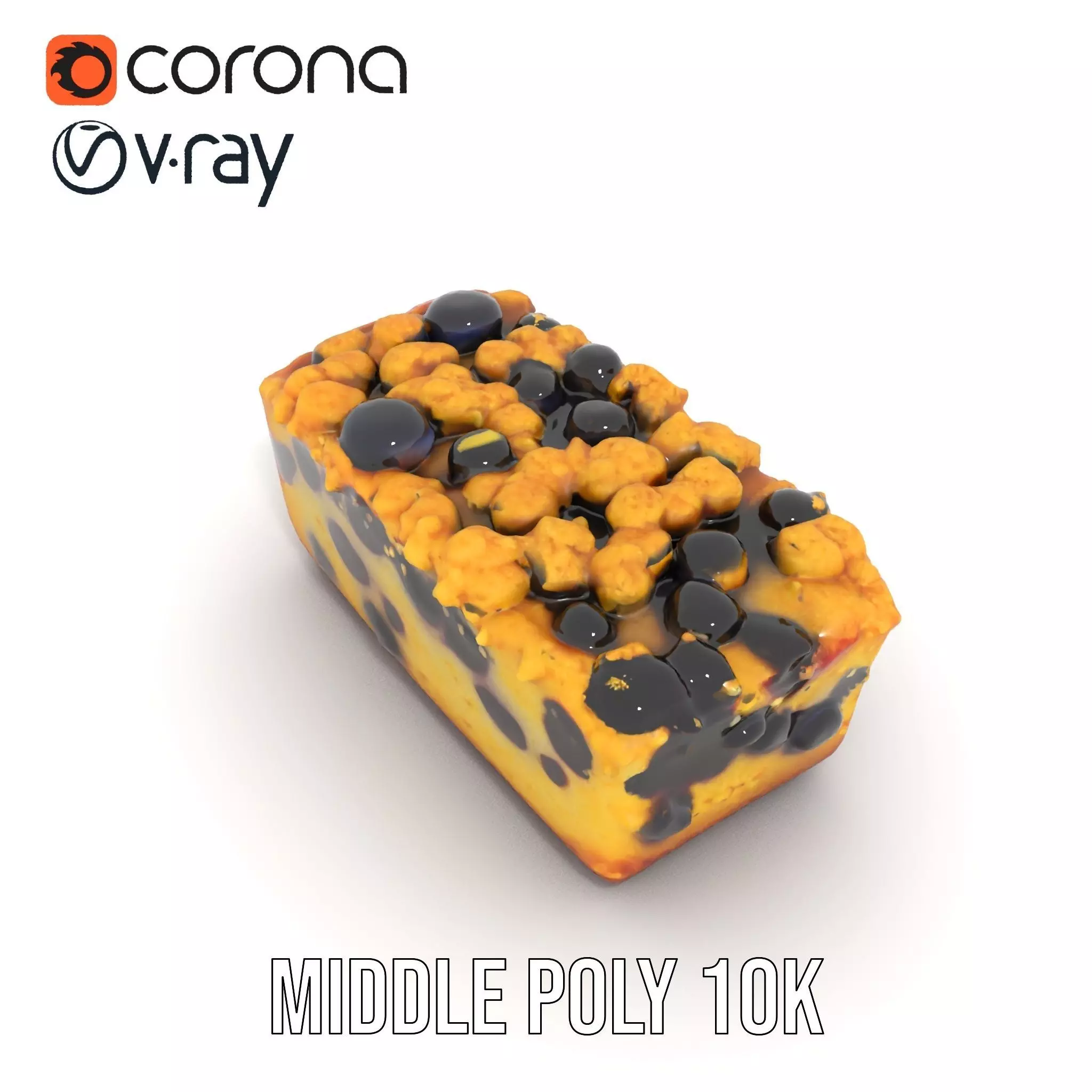 Blueberry Crumble Cake model pack Low-poly 3D model_24