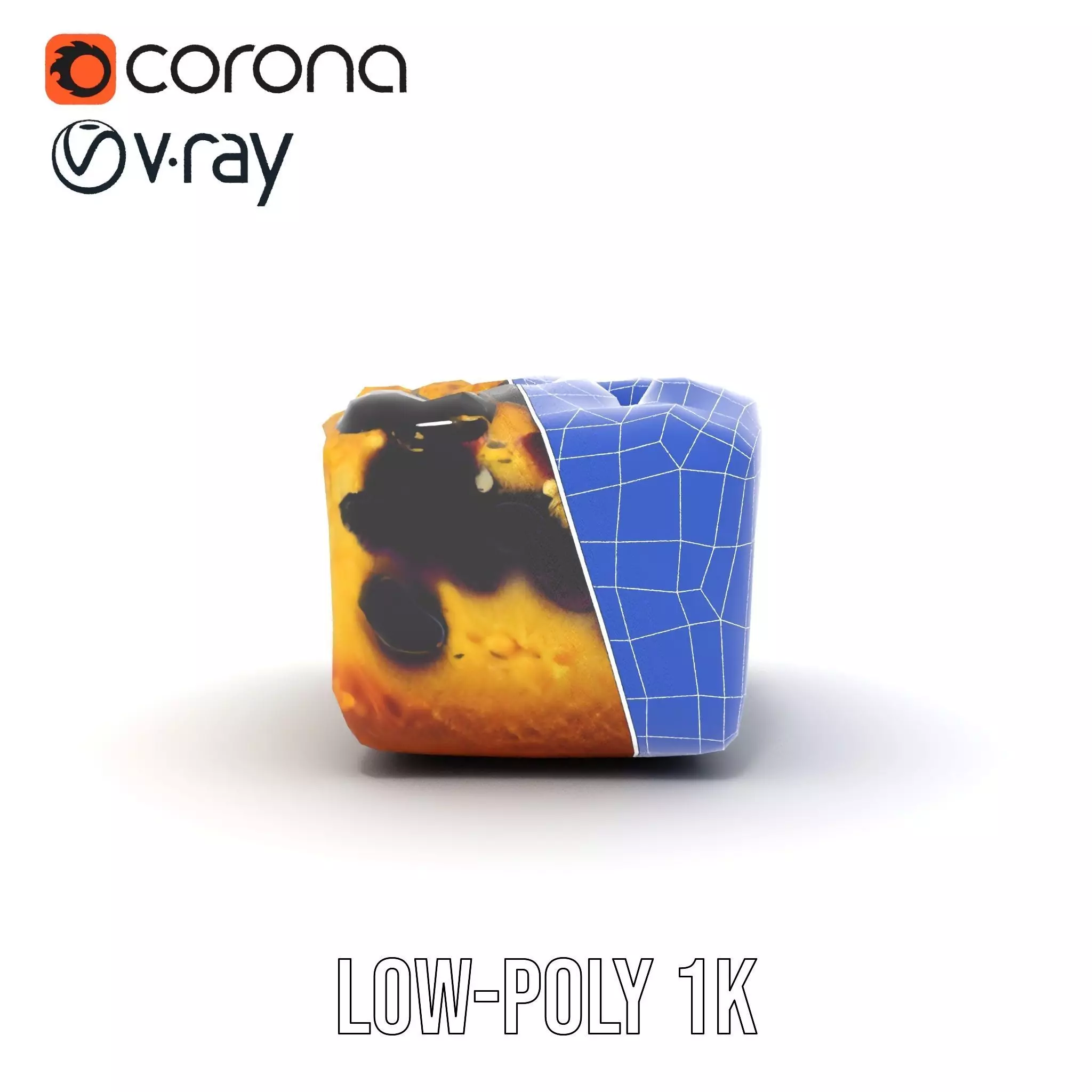 Blueberry Crumble Cake model pack Low-poly 3D model_11