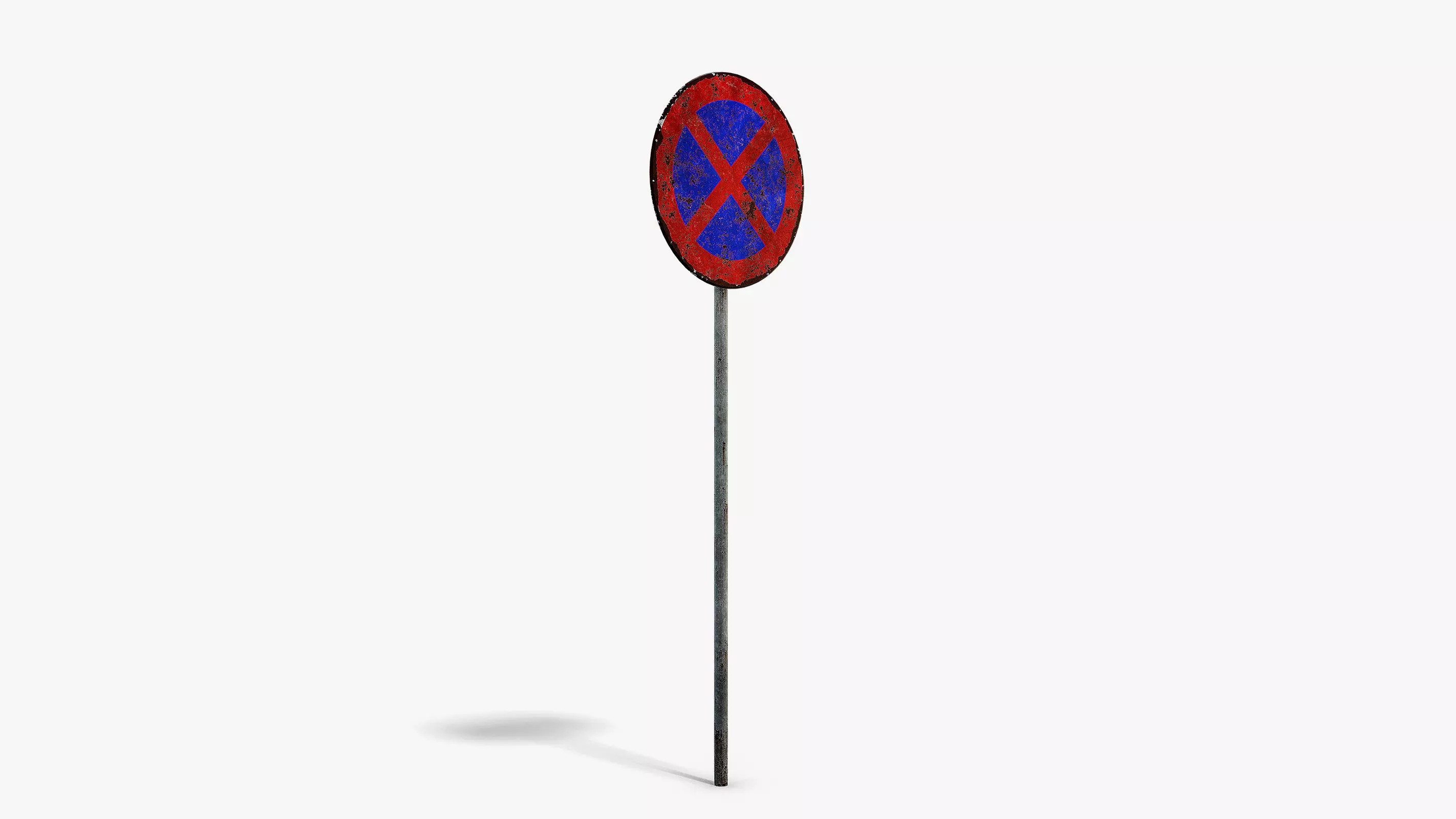 Damaged No Stopping Sign Low-poly 3D model_1