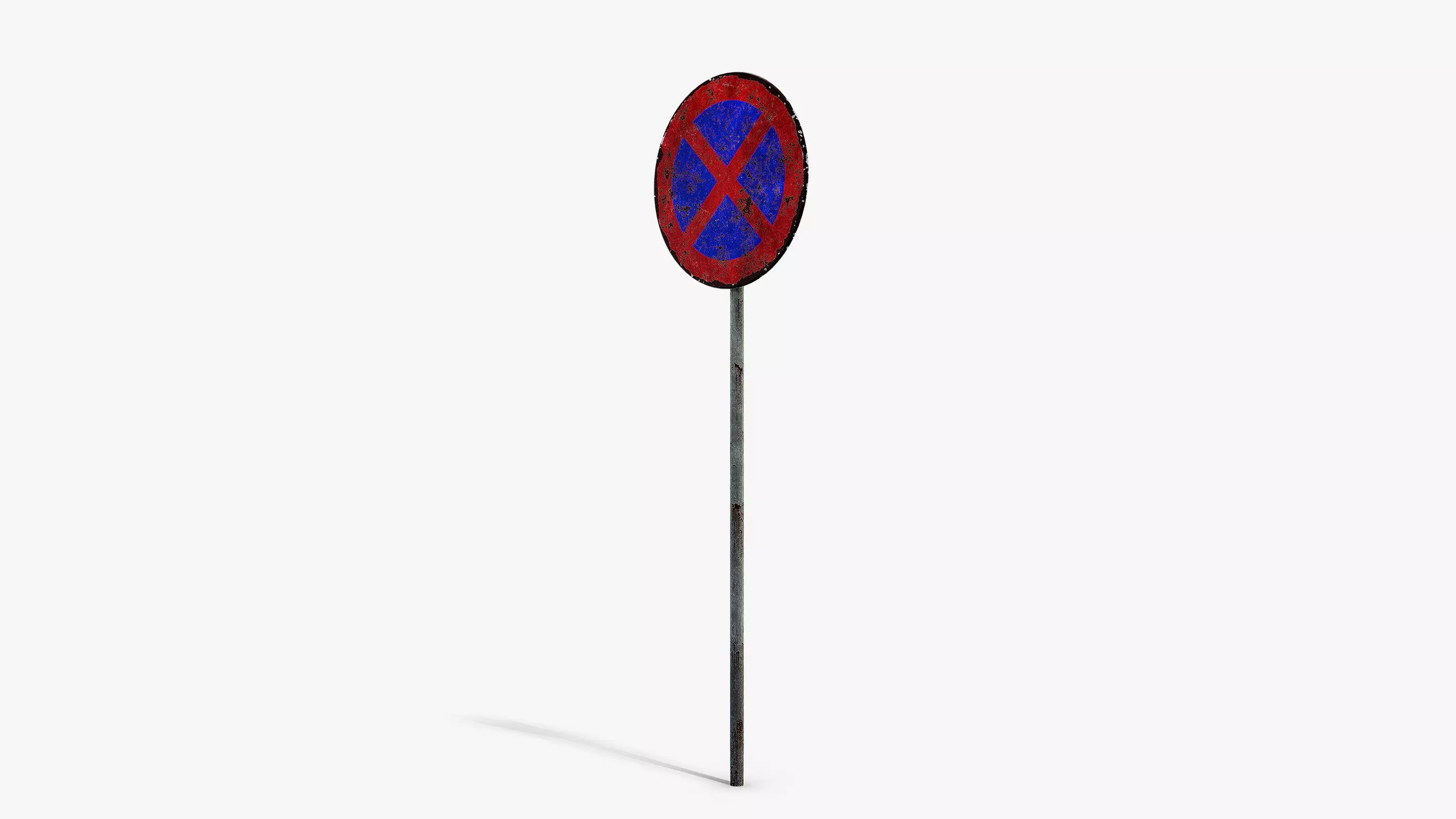 Damaged No Stopping Sign Low-poly 3D model_5