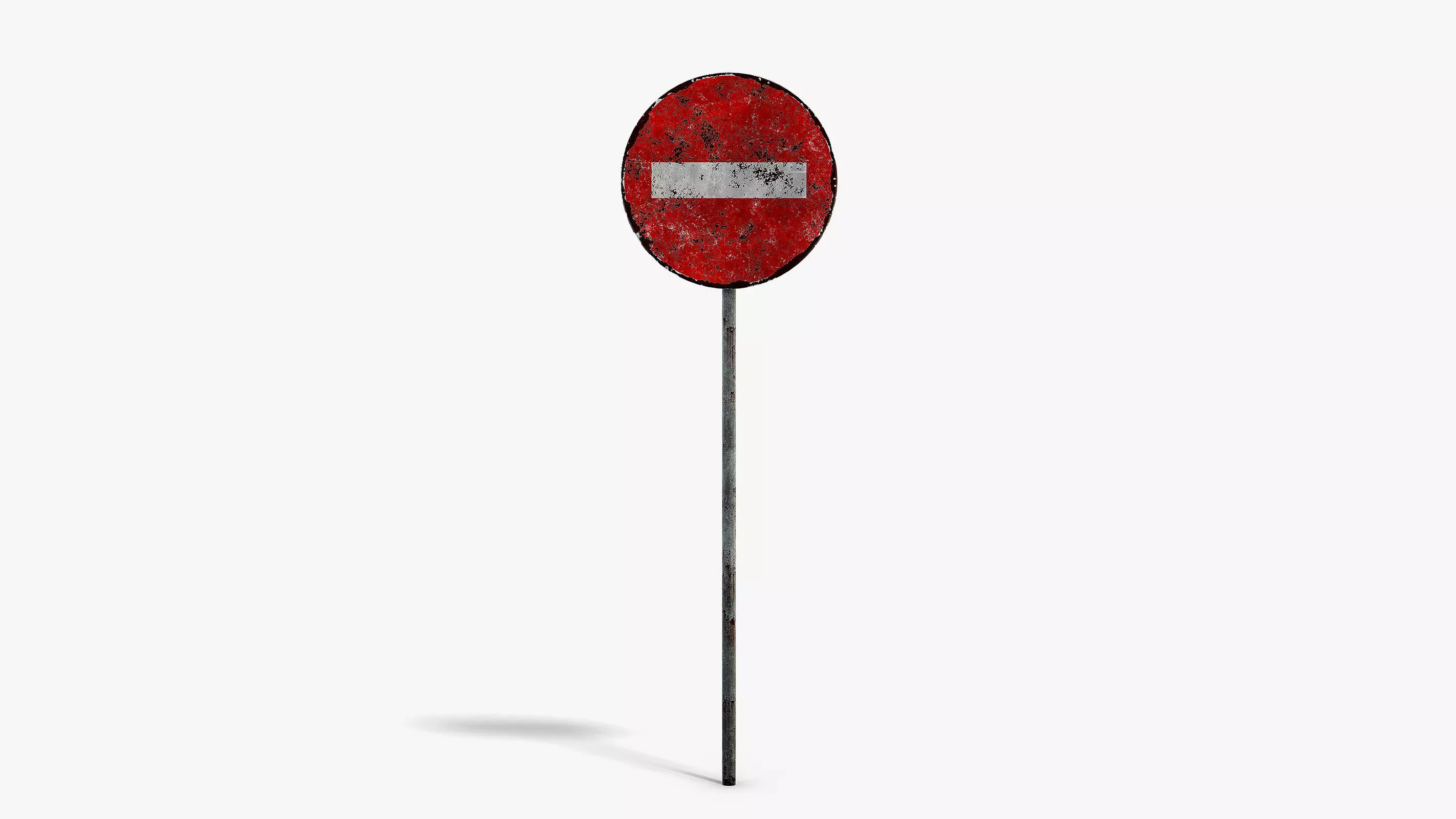 Damaged No Entry Sign Low-poly 3D model_0