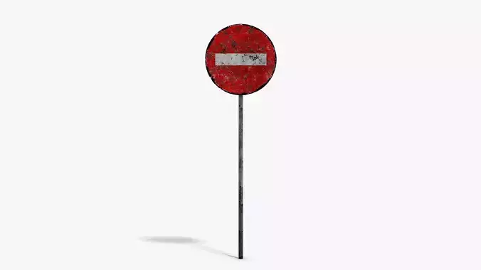 Damaged No Entry Sign Low-poly 3D model