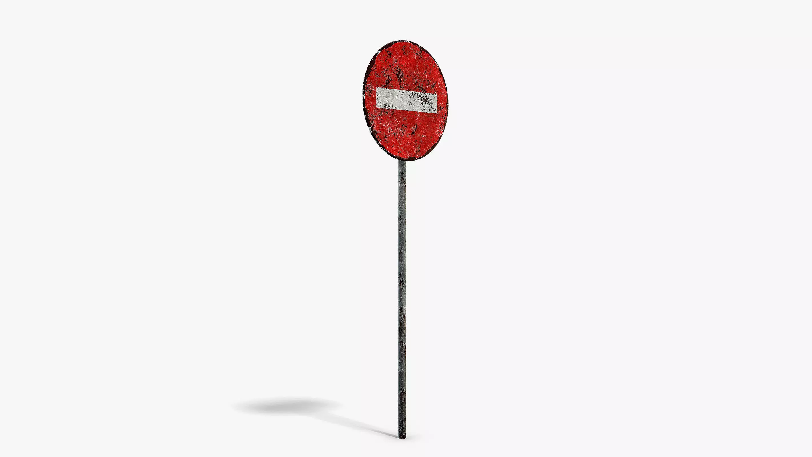 Damaged No Entry Sign Low-poly 3D model_1