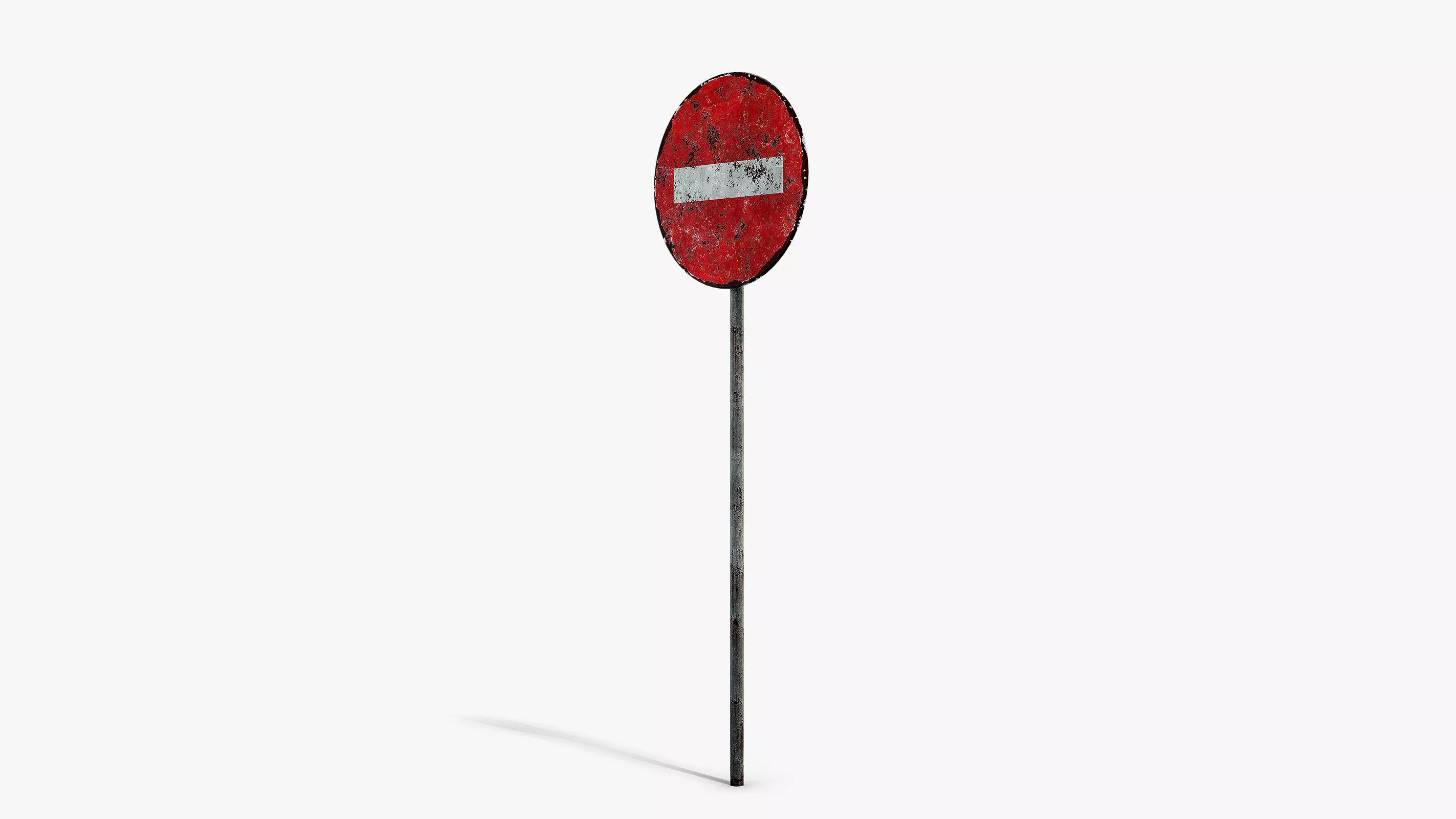 Damaged No Entry Sign Low-poly 3D model_5