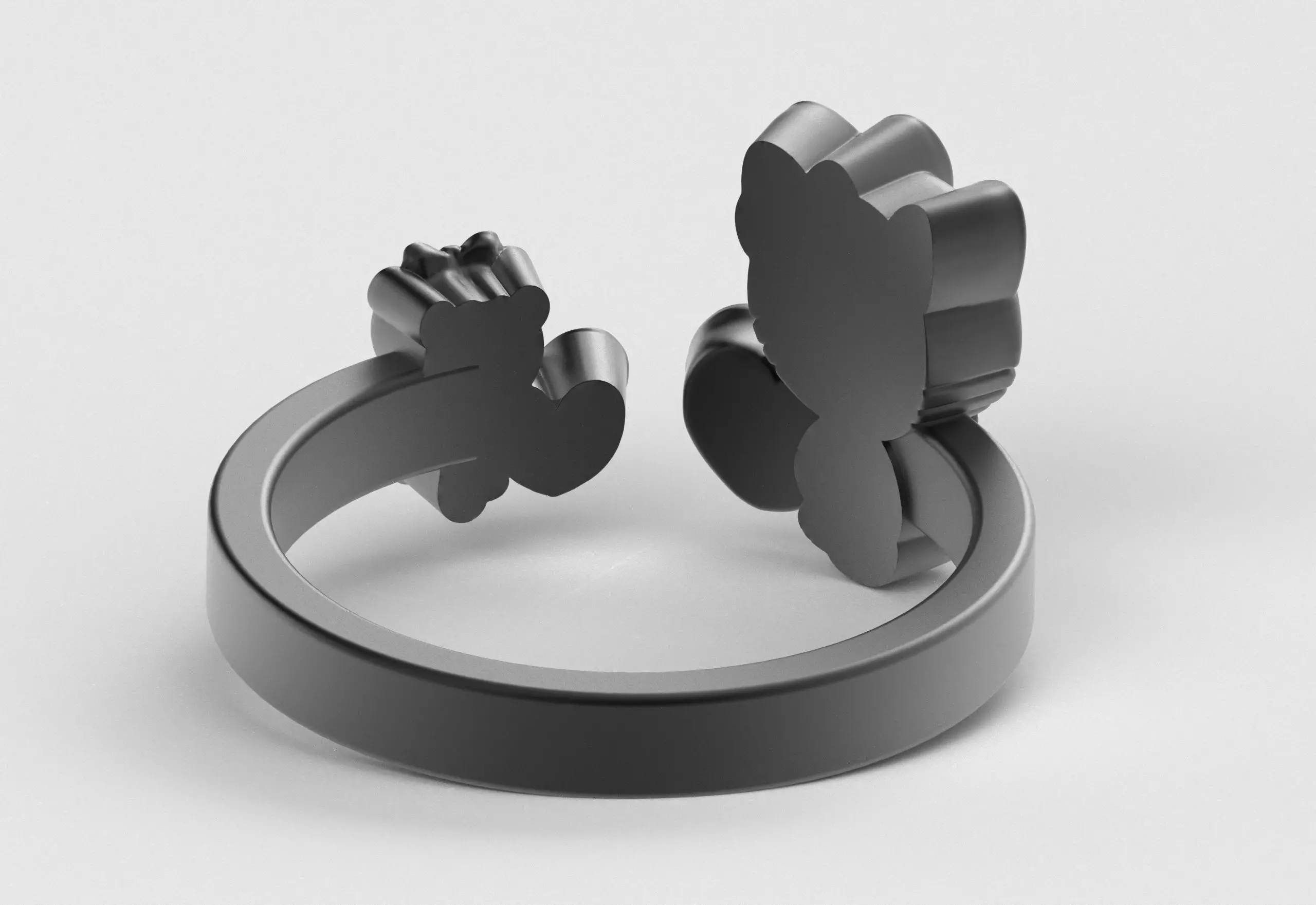 Hello Kitty and Teddy Bear Ring 3D print model_29