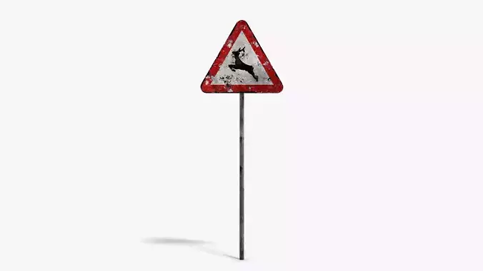 Damaged Wild Animals Sign Low-poly 3D model