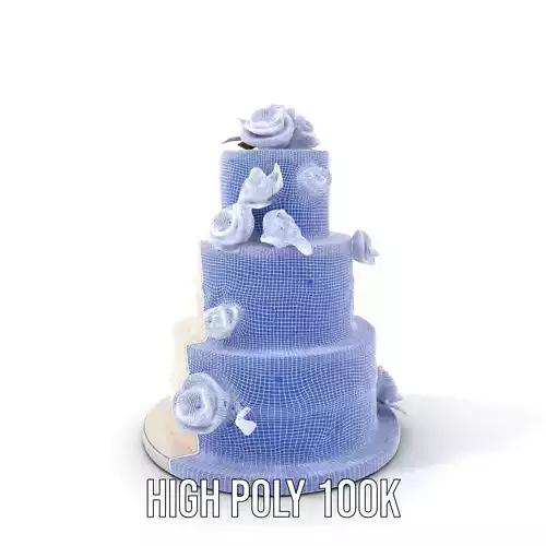 Elegant Wedding Cake model pack Low-poly 3D model 4