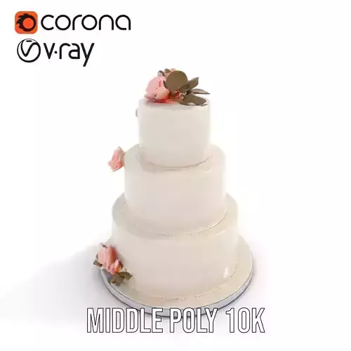 Elegant Wedding Cake model pack Low-poly 3D model 6