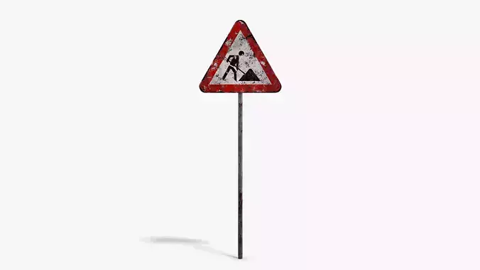 Damaged Road Work Sign