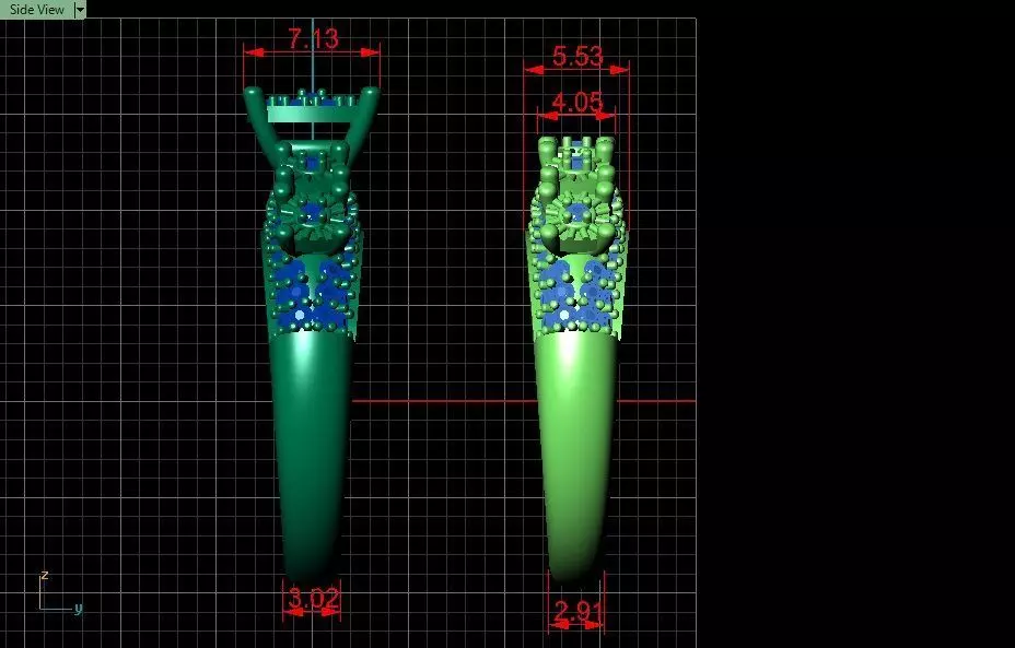Couples Ring set Jewelry model - Royal Bloom for him and her 3D print model_18