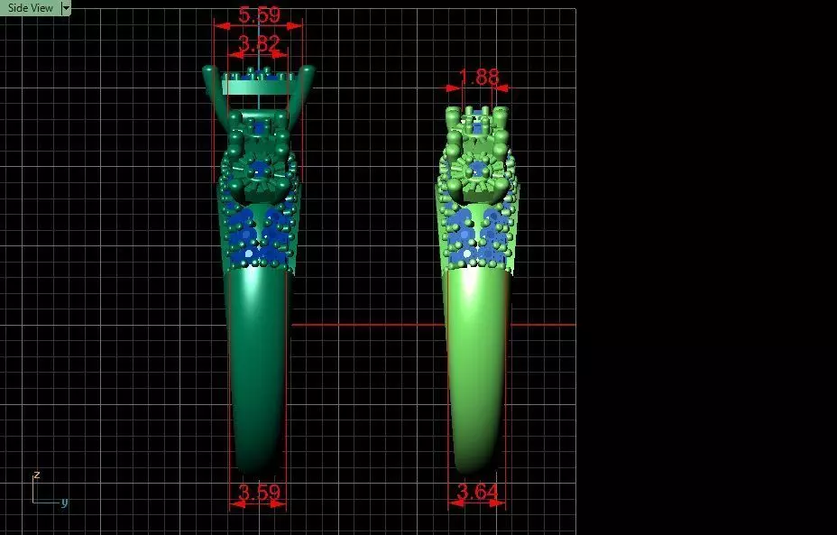Couples Ring set Jewelry model - Royal Bloom for him and her 3D print model_19