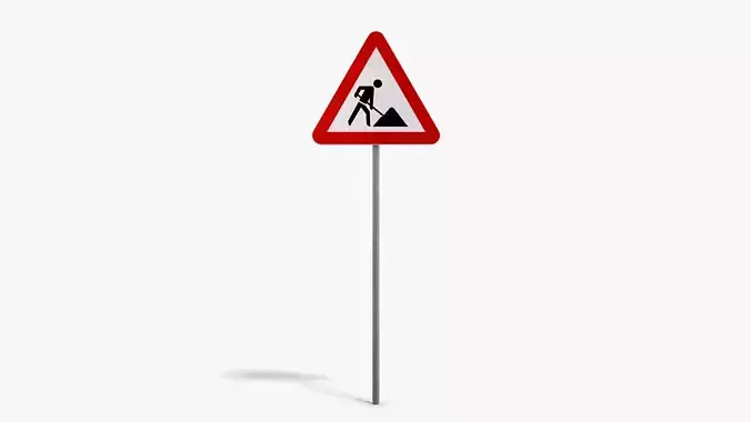 Road Work Sign Low-poly 3D model