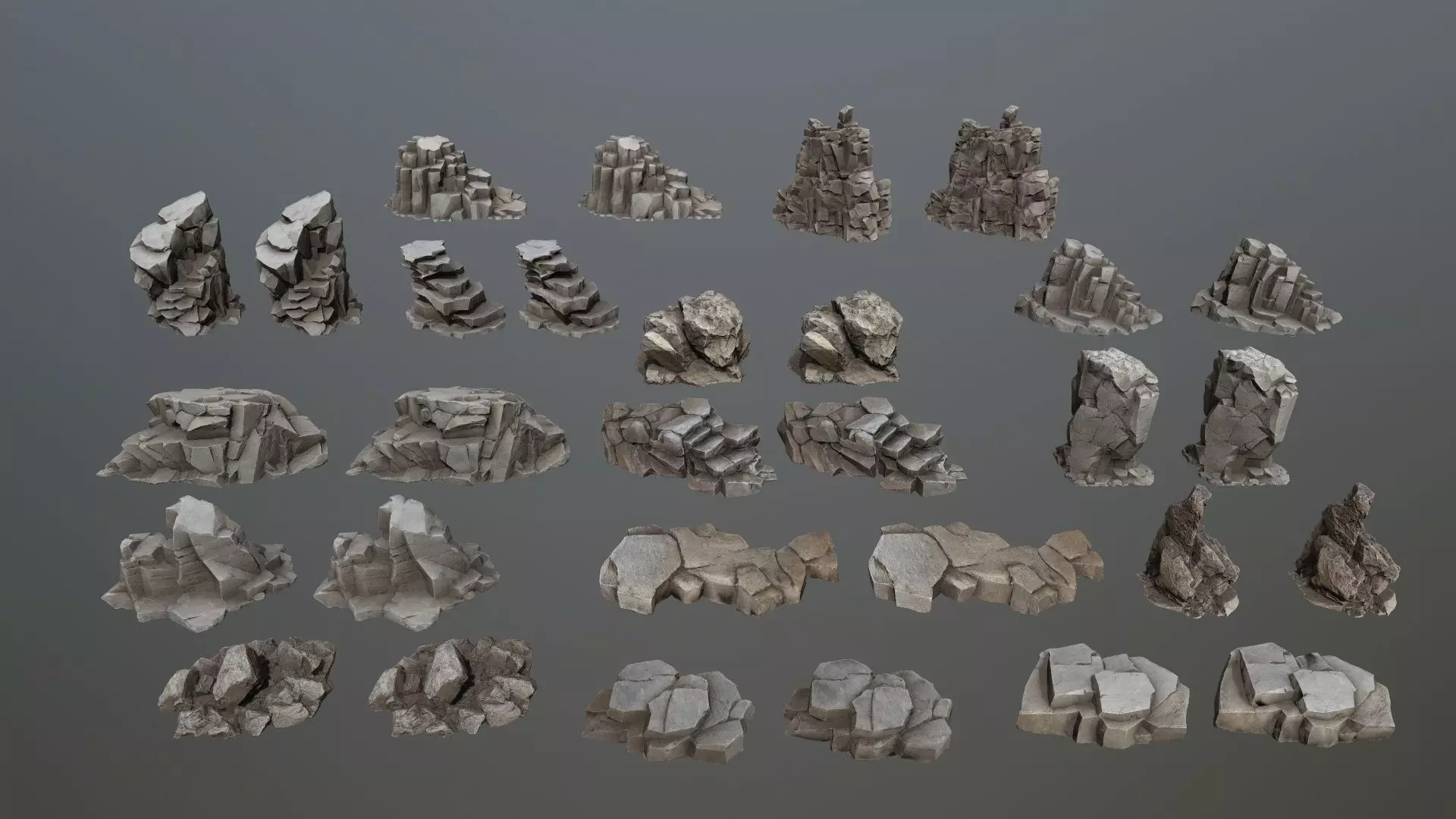 Desert rocks Low-poly 3D model_32