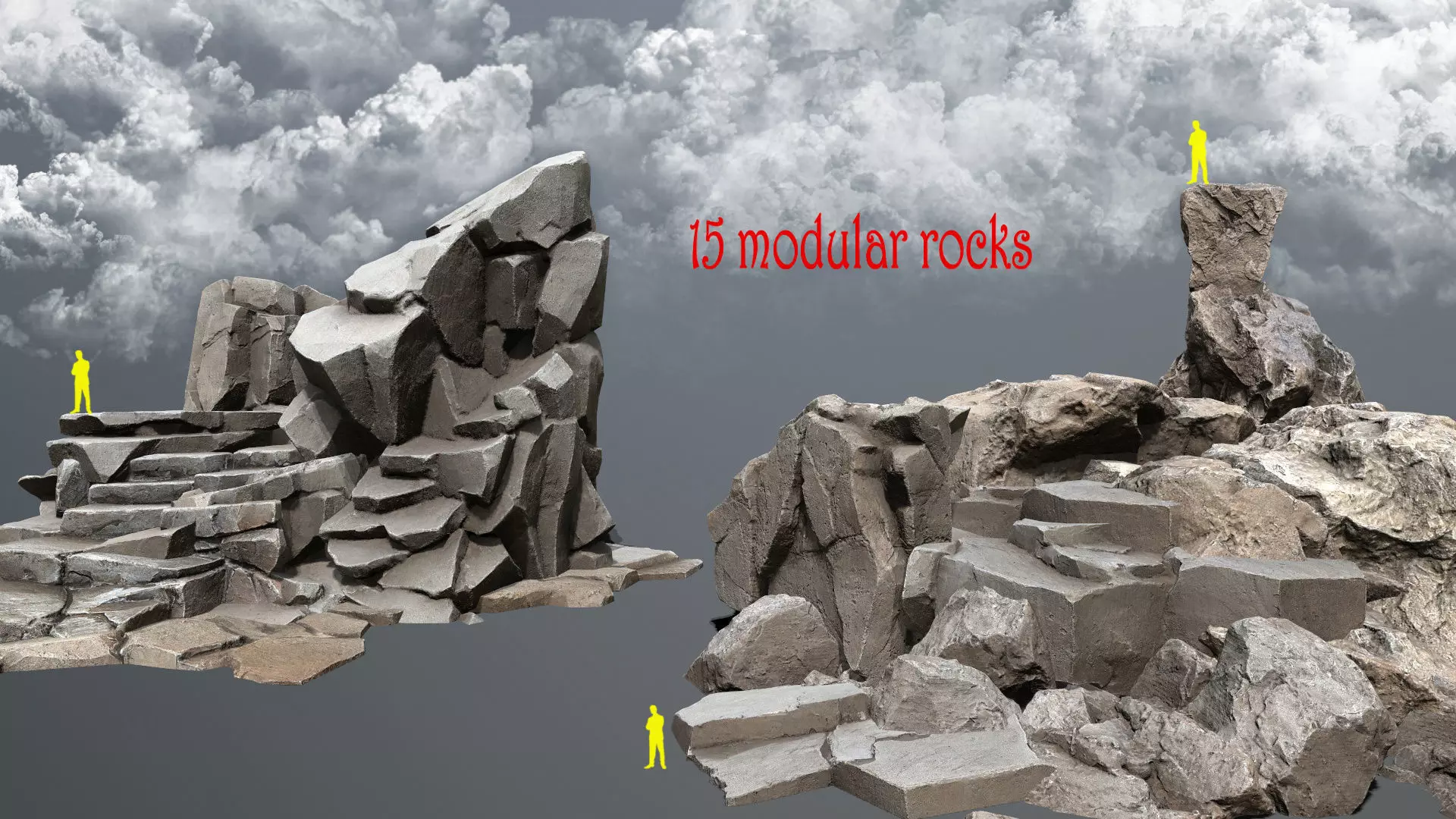 Desert rocks Low-poly 3D model_0