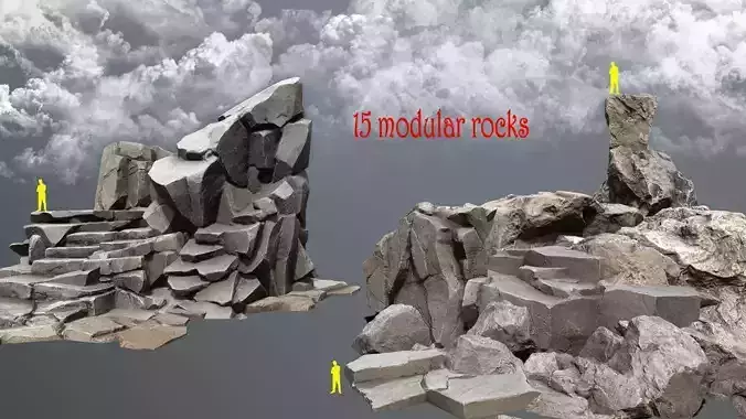Desert rocks Low-poly 3D model