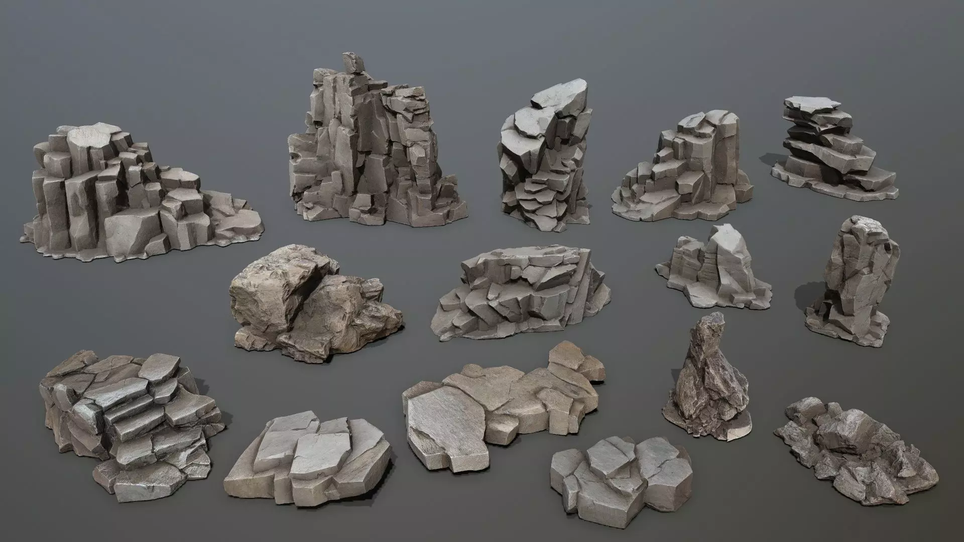 Desert rocks Low-poly 3D model_1