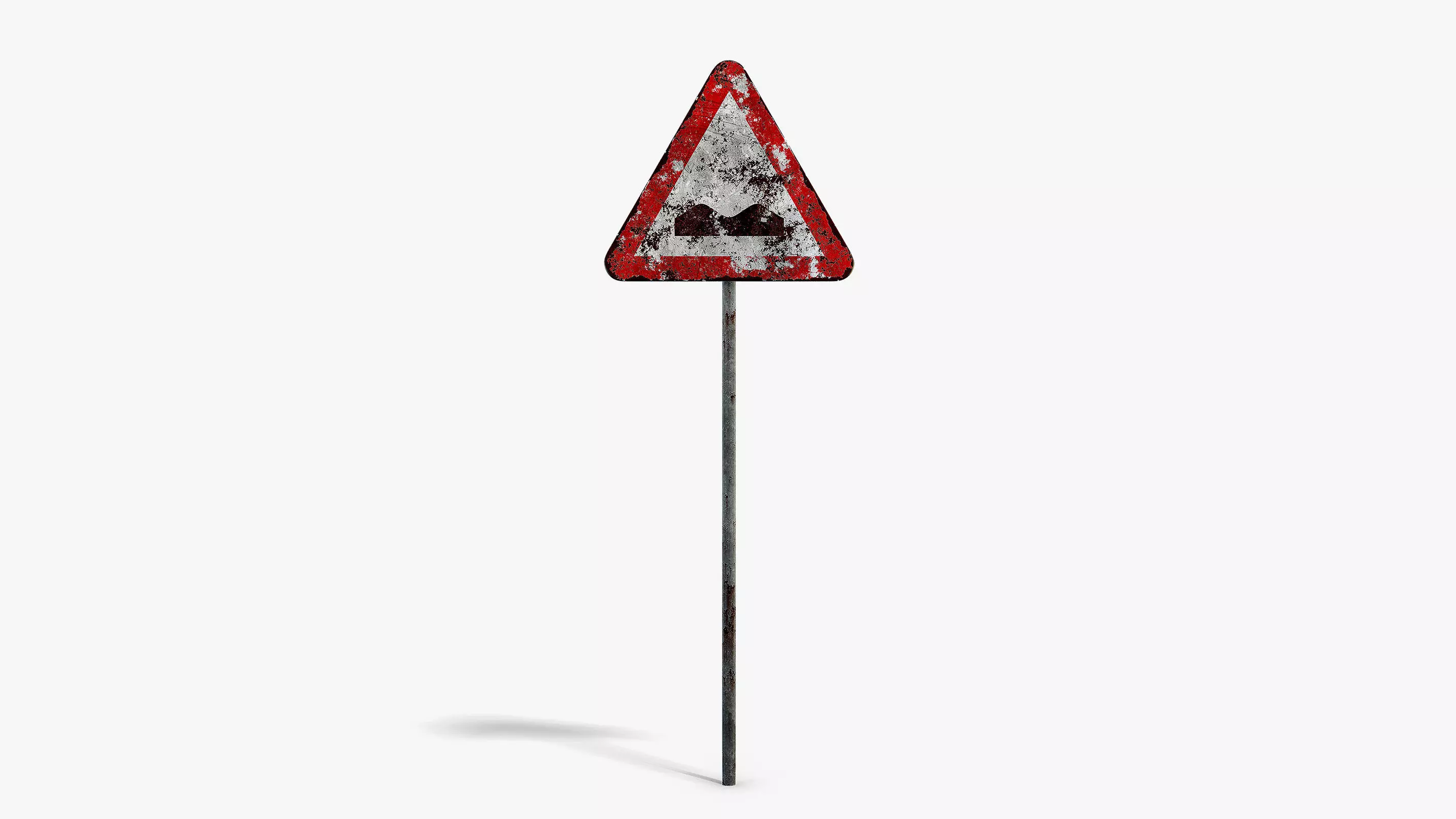 Damaged Uneven Road Sign Low-poly 3D model_0