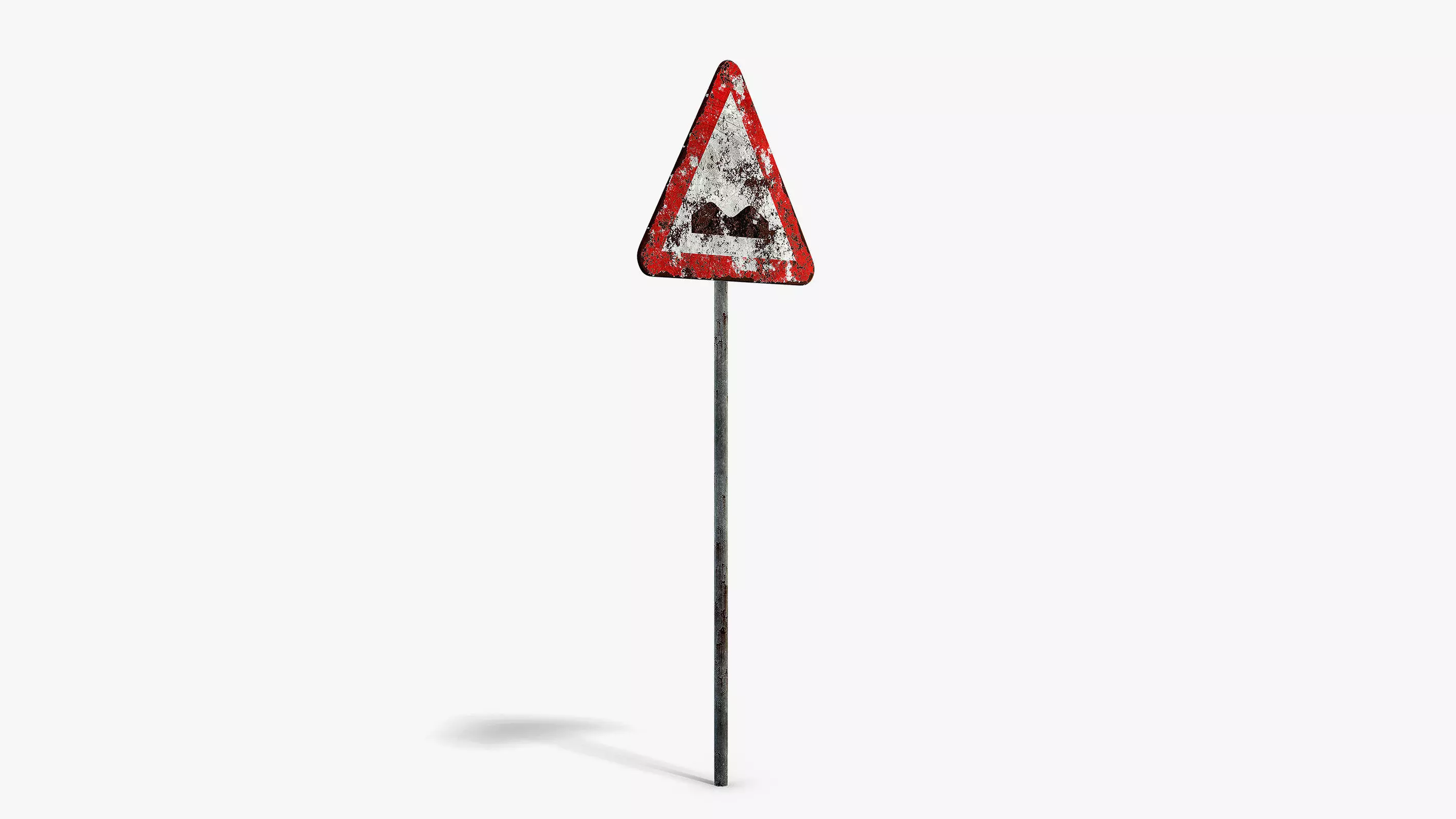 Damaged Uneven Road Sign Low-poly 3D model_1