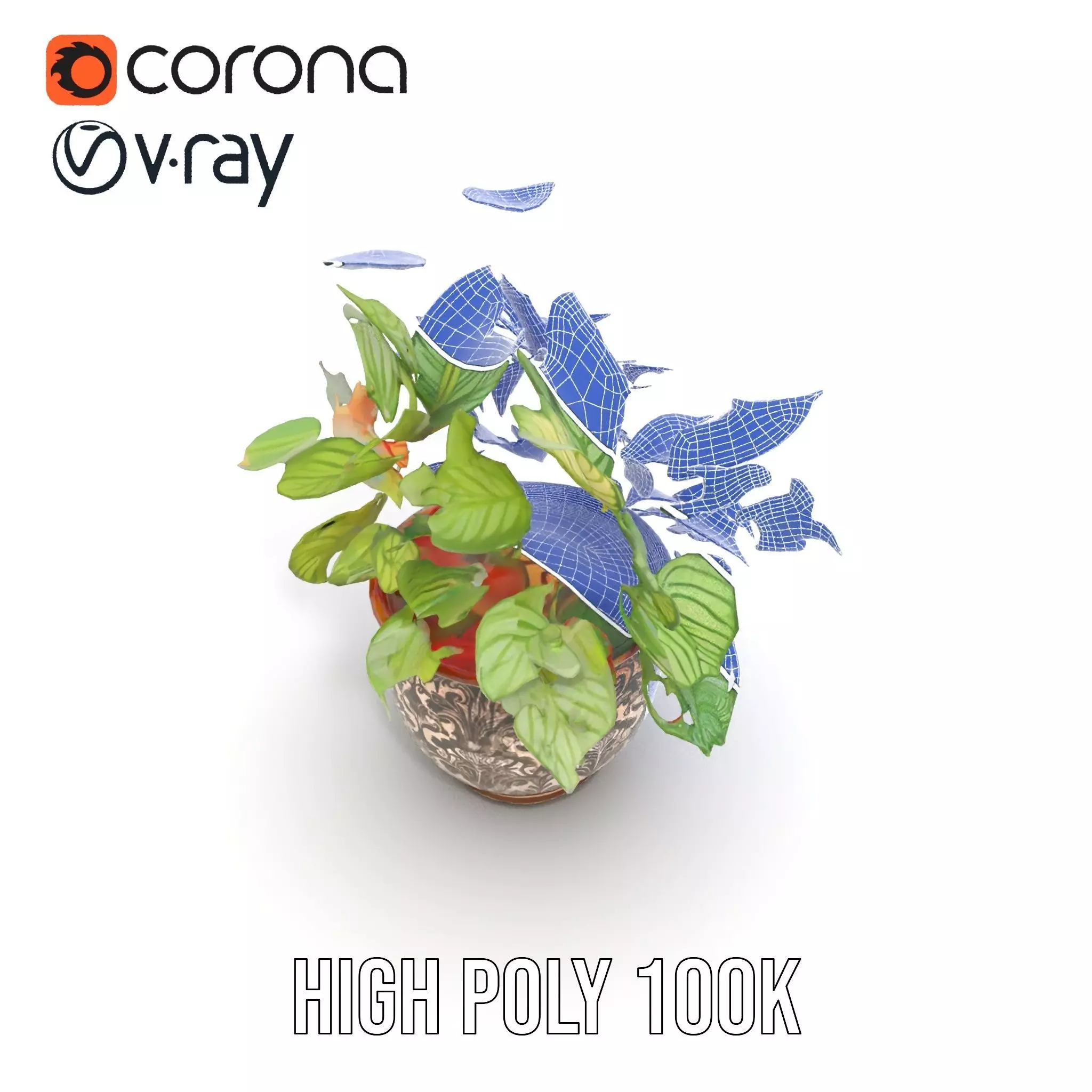 Ornate Leafy Plant model pack Low-poly 3D model_24