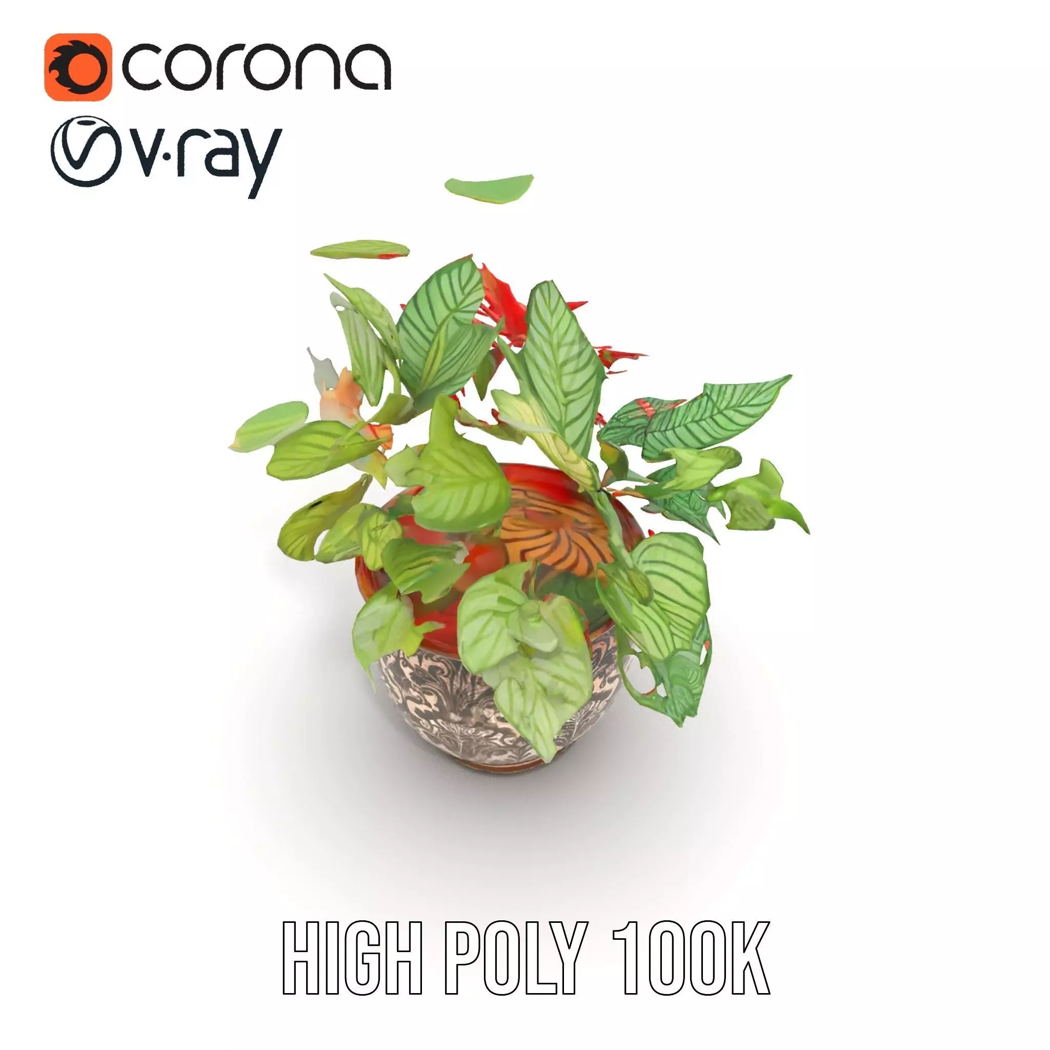 Ornate Leafy Plant model pack Low-poly 3D model_13