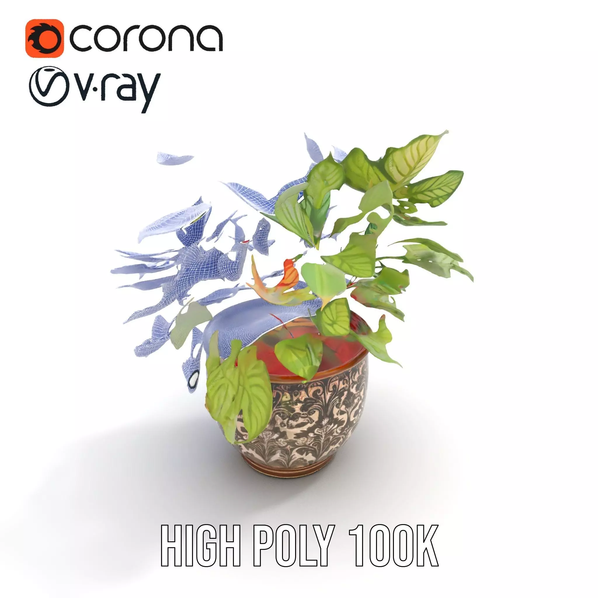 Ornate Leafy Plant model pack Low-poly 3D model_32