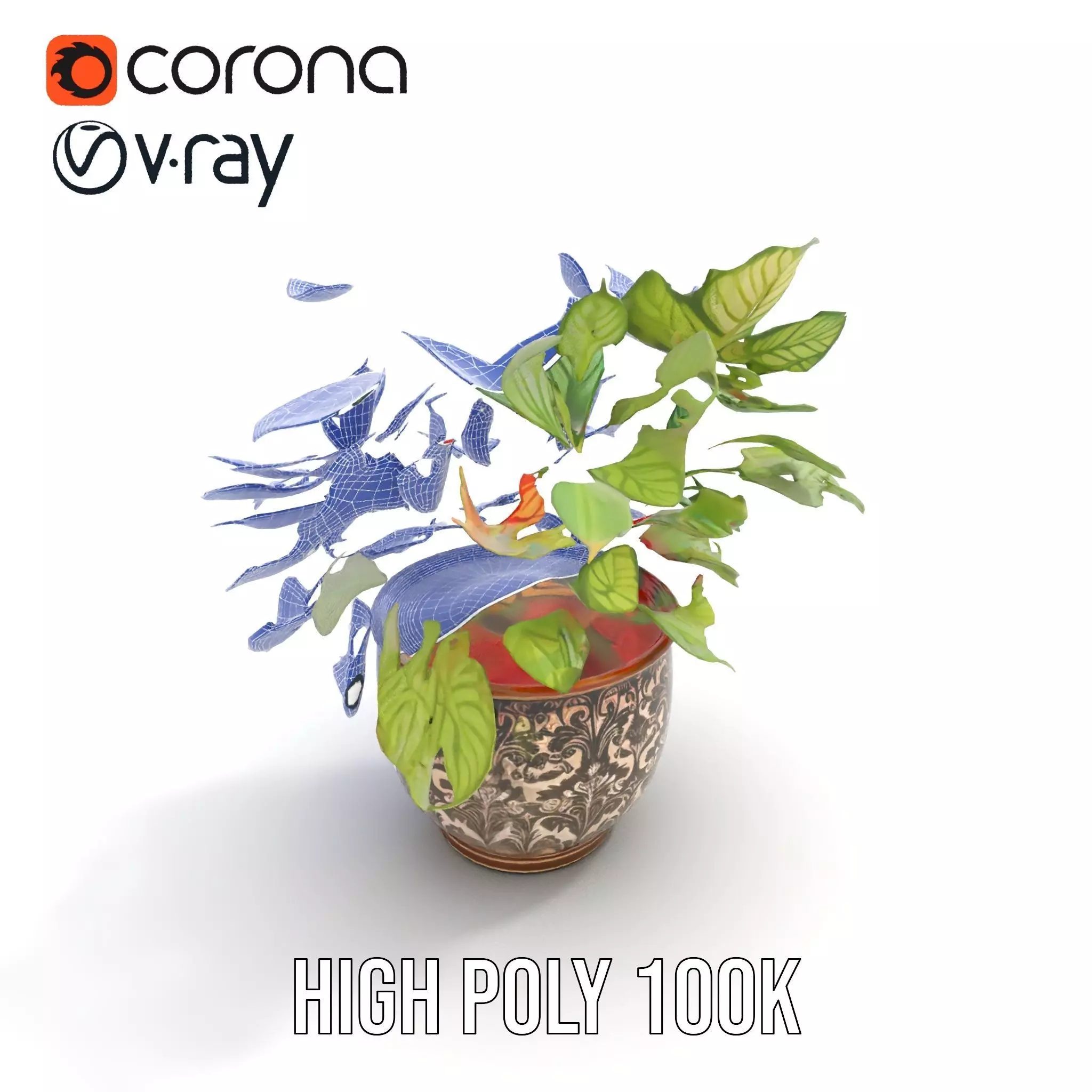 Ornate Leafy Plant model pack Low-poly 3D model_22