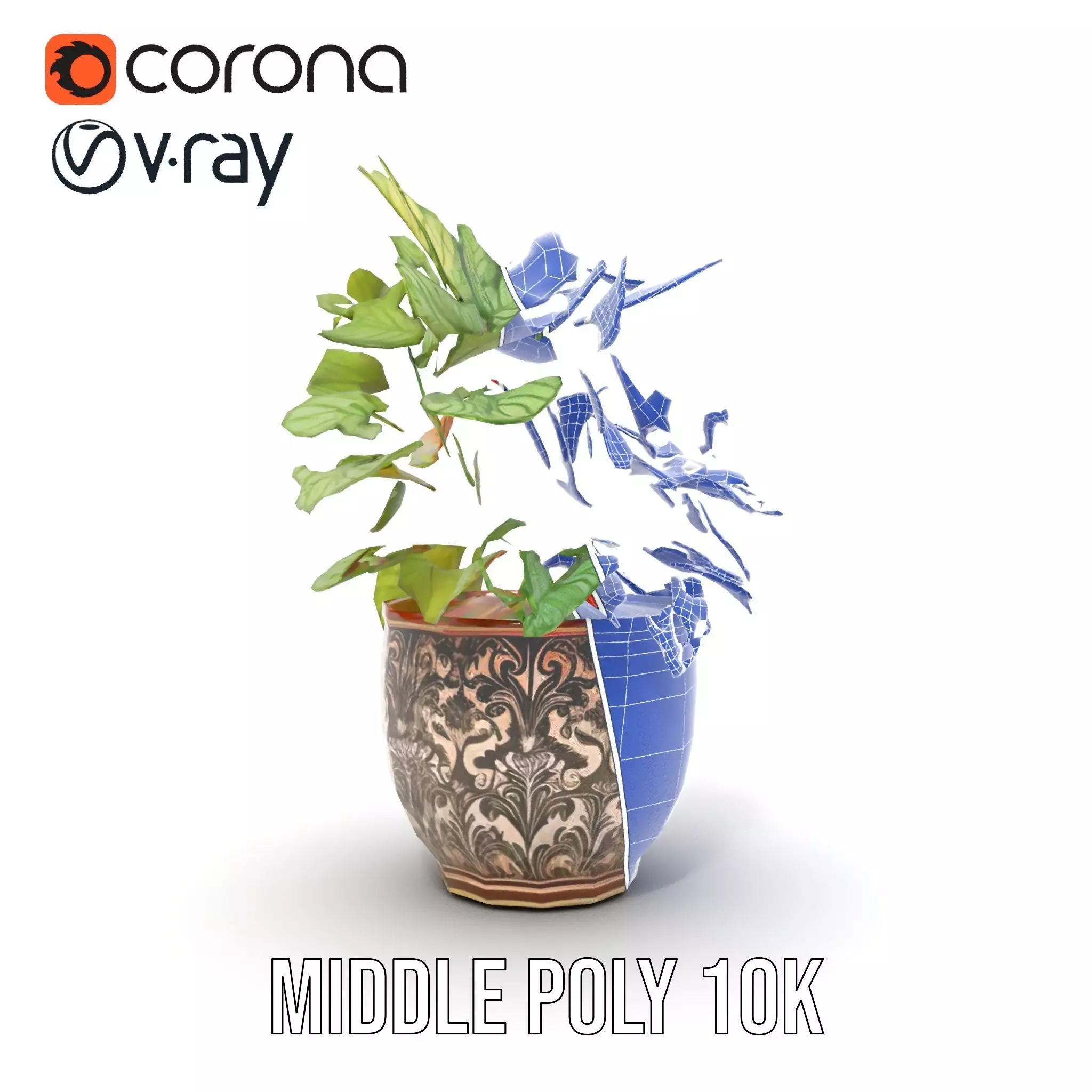 Ornate Leafy Plant model pack Low-poly 3D model_14