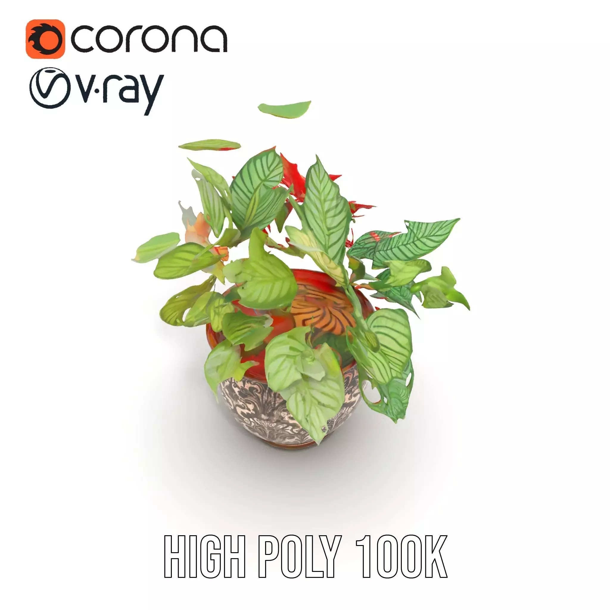 Ornate Leafy Plant model pack Low-poly 3D model_21