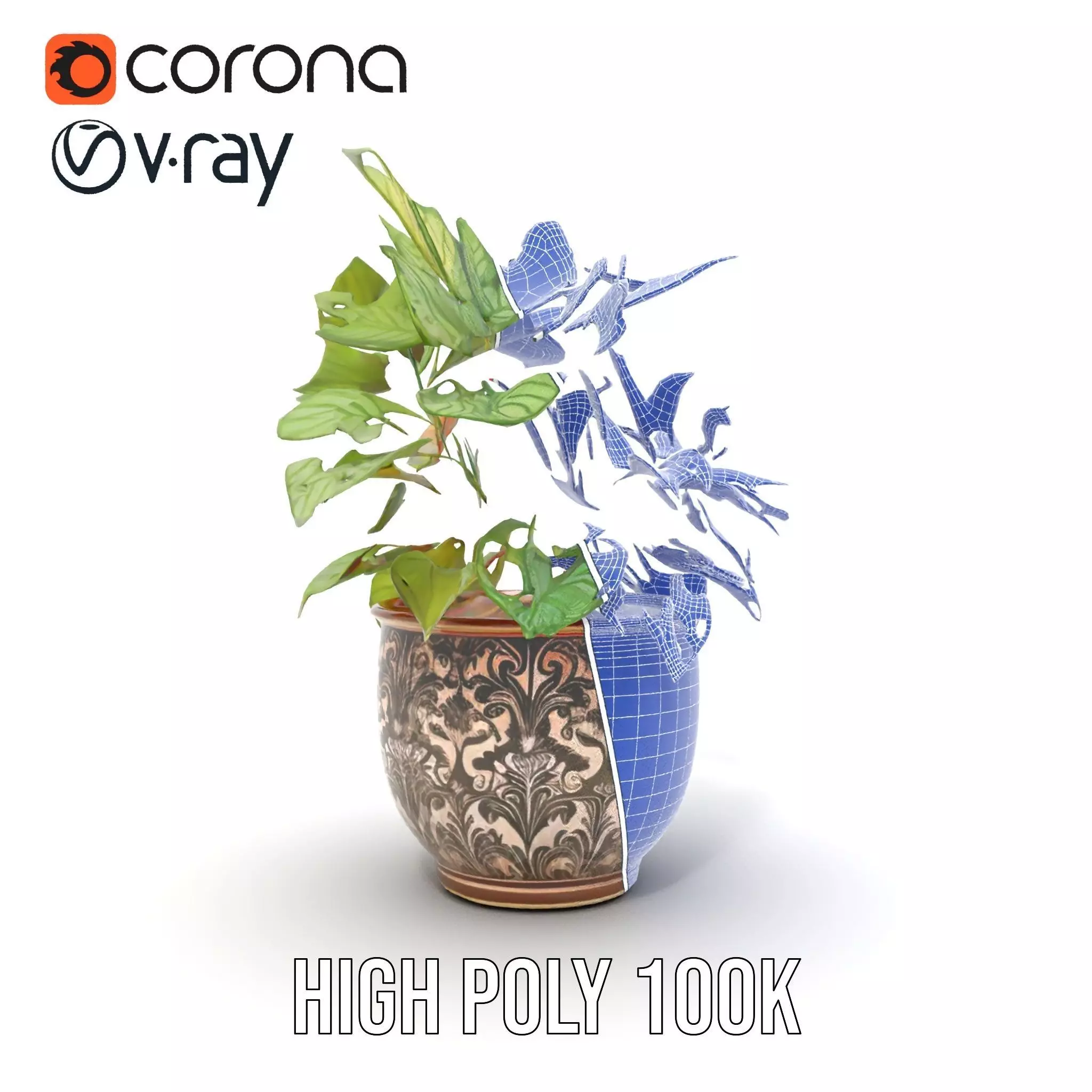 Ornate Leafy Plant model pack Low-poly 3D model_26