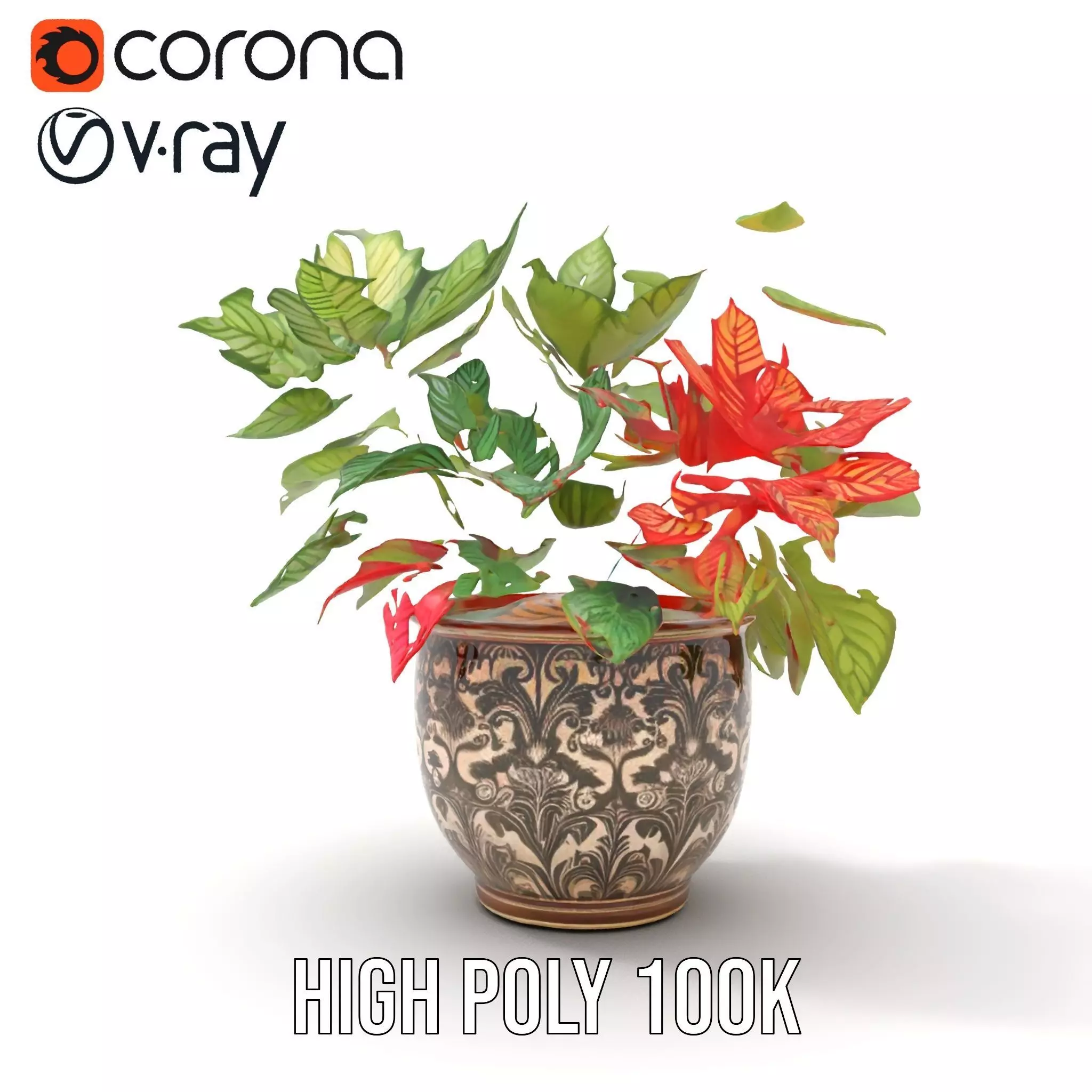 Ornate Leafy Plant model pack Low-poly 3D model_28